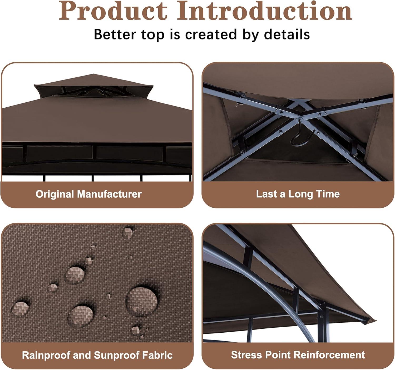 Brown Polyester Replacement Canopy for Grill Gazebo