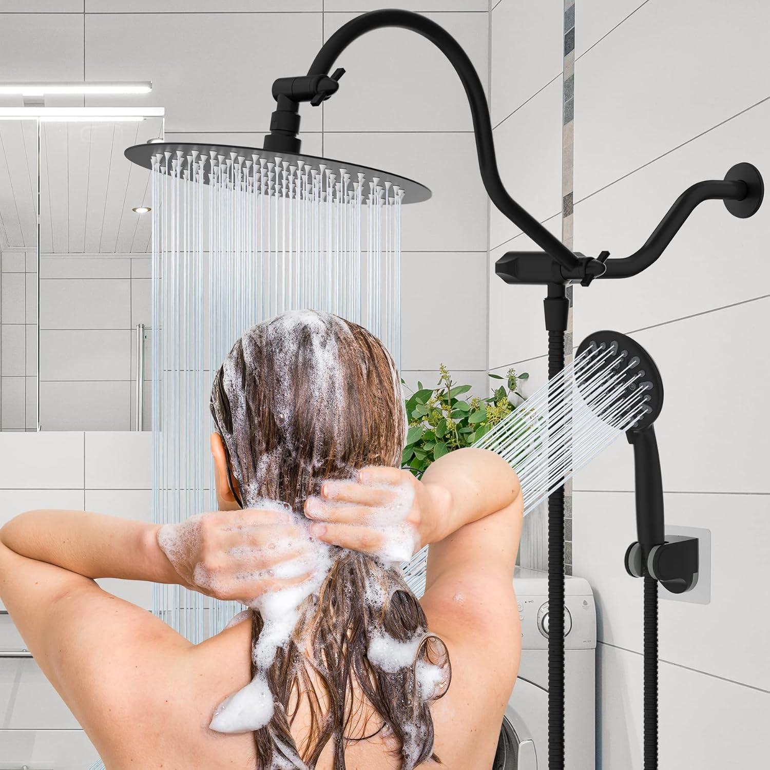 All Metal 10 Inch High Pressure Rainfall Shower Head With Handheld Shower