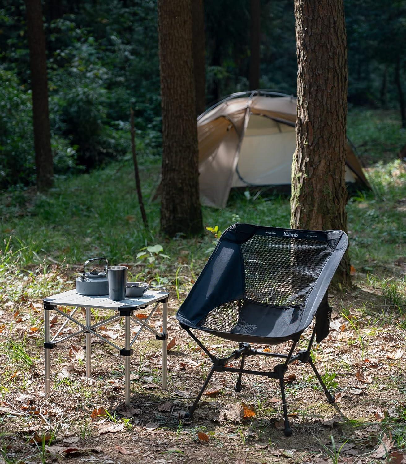 iClimb Ultralight Compact Camping Folding Beach Chair with Anti-Sinking Large Feet