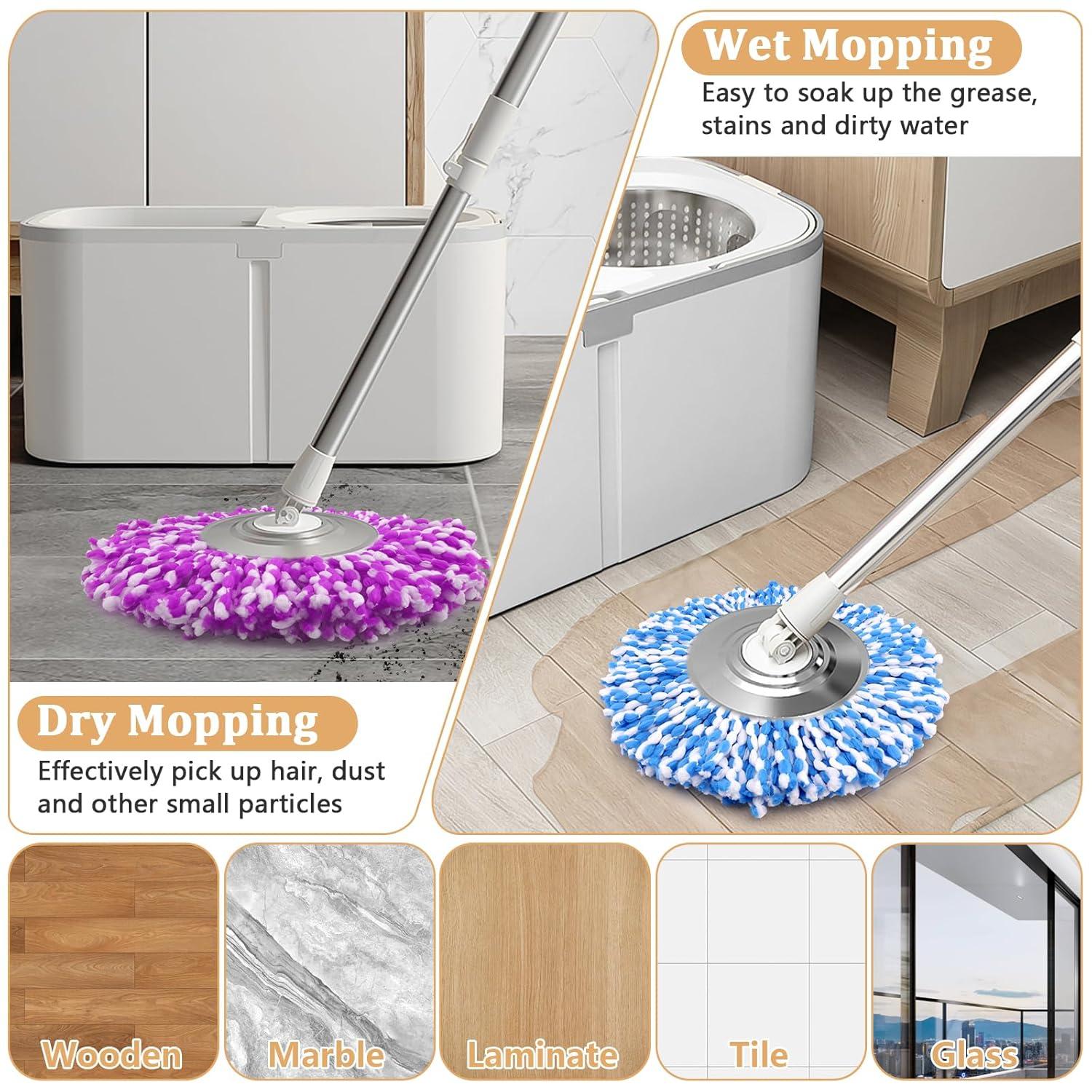 NICEMOVIC 5 Pack Spin Mop Replacement Head for 360° Spin Mop System, Round Shape Standard Universal Size Mop Head, Microfiber Spin Mop Refills Easy Cleaning and Machine Washable