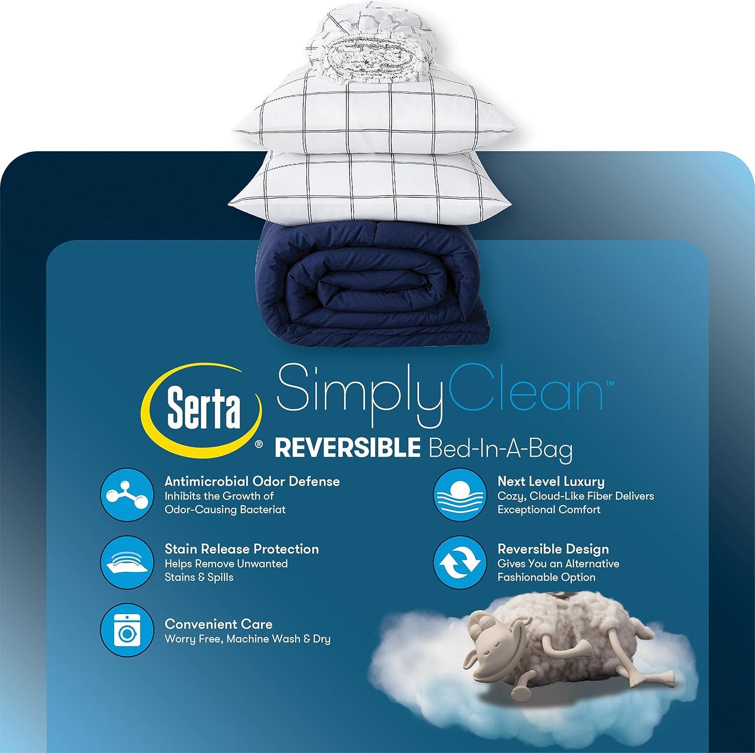 Serta Simply Clean Microfiber Reversible 7 Piece Comforter Set