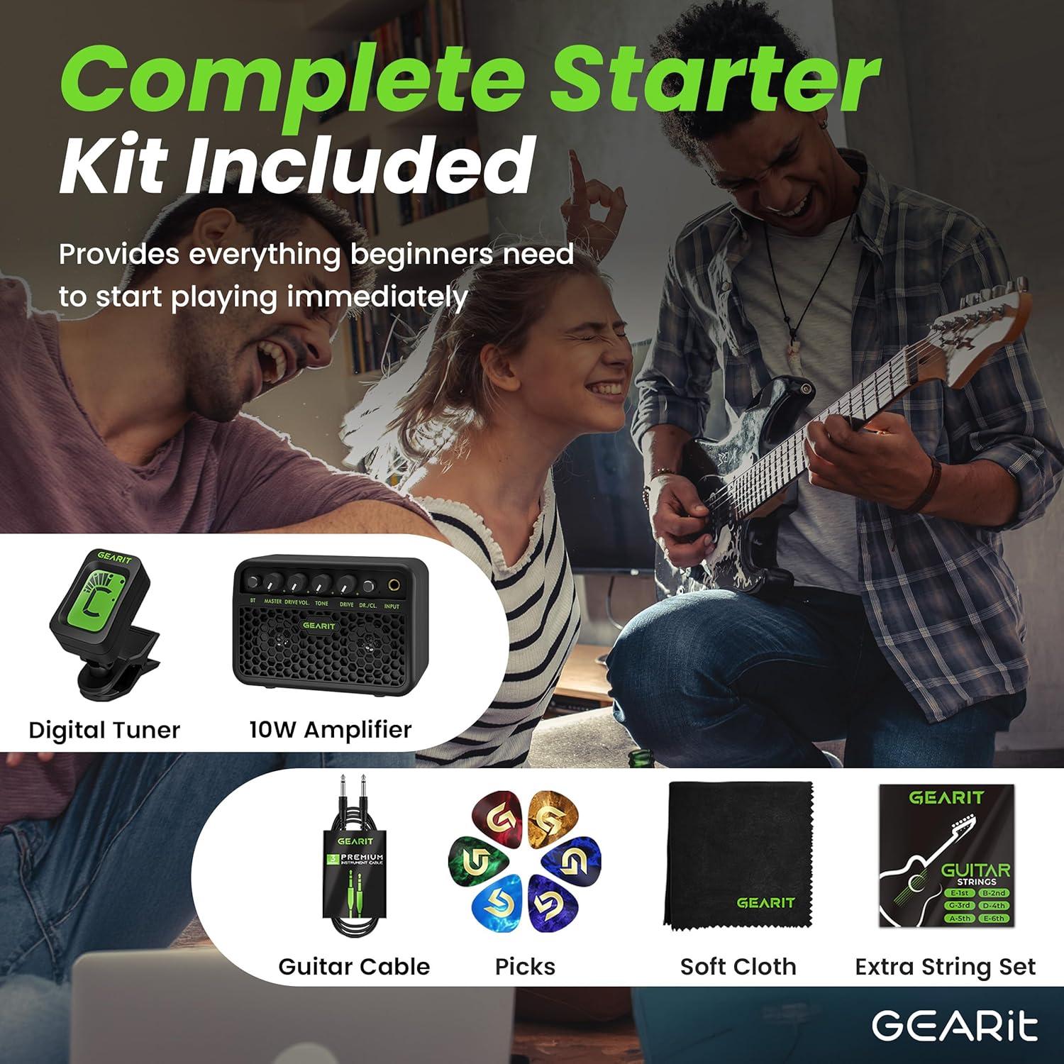 GEARit Electric Guitar Valley Series, Electric Guitar Starter Kit, H-H Pickups with Coil Split w/ Amplifier, Tuner, Gig Bag, and Guitar Strap, Cable, Picks, String