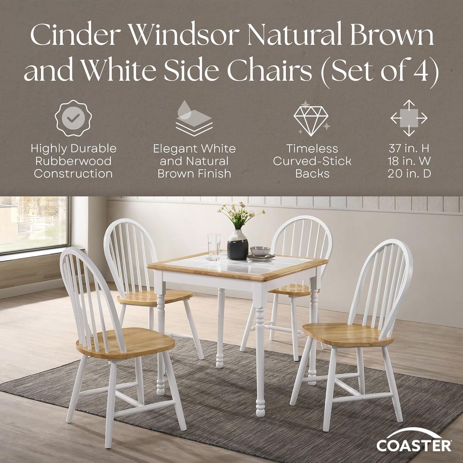 Coaster Farmhouse Windsor Wood Dining Chairs in White