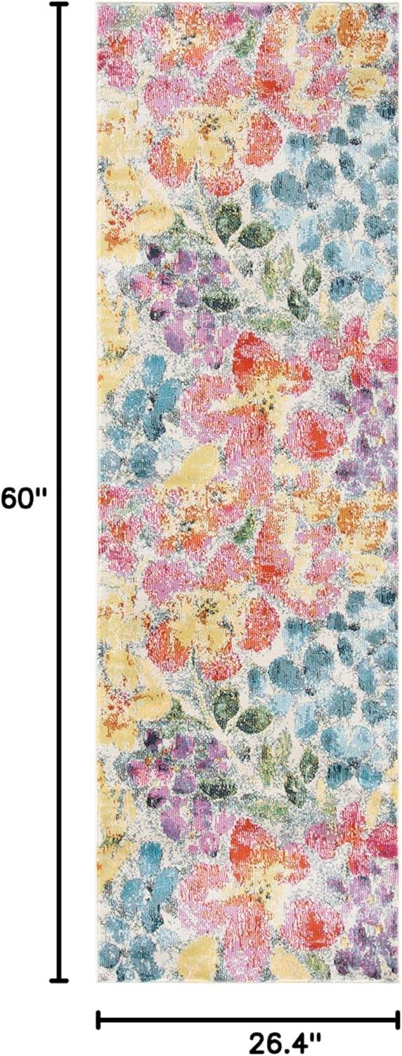 Lillian LLN360 Power Loomed Area Rug - Blue/Yellow - 6'7"x6'7" - Safavieh