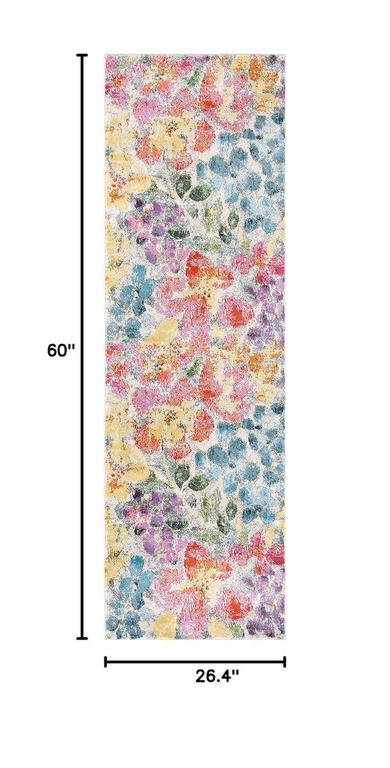 Lillian LLN360 Power Loomed Area Rug - Blue/Yellow - 6'7"x6'7" - Safavieh