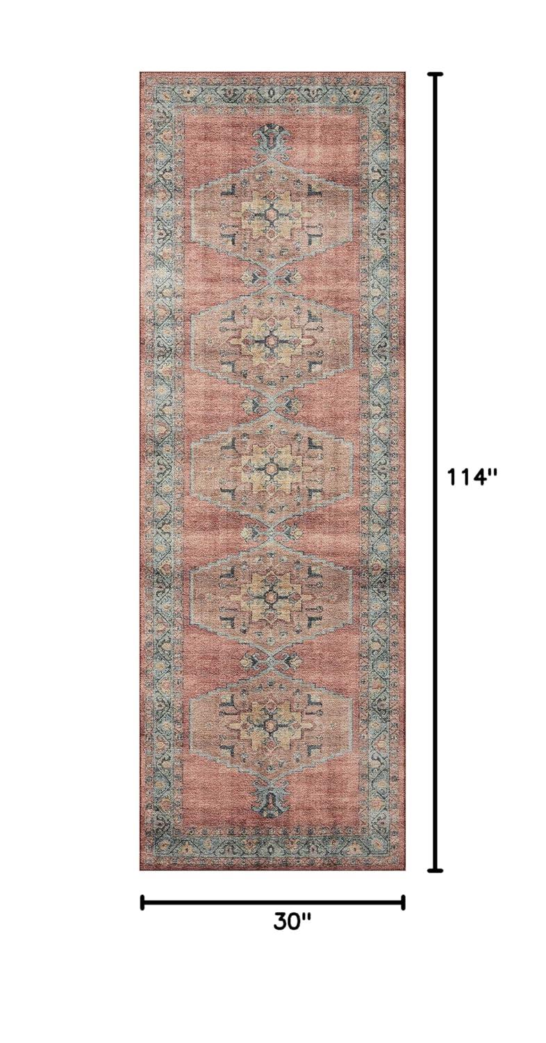 Loloi II Heidi Collection HEI-05 Spice / Aqua, Area Rug 2'-6" x 9'-6"