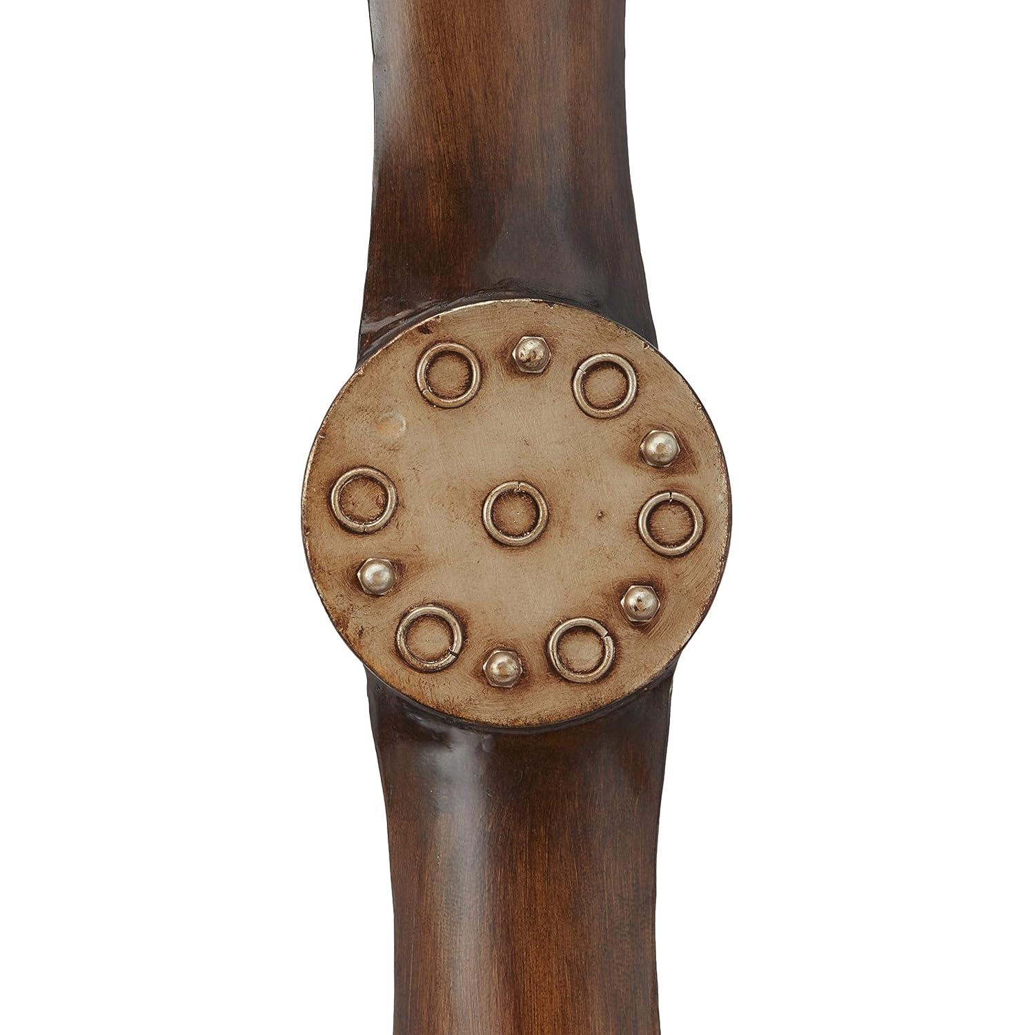 DecMode Brown Metal 2 Blade Airplane Propeller Wall Decor with Aviation Detailing
