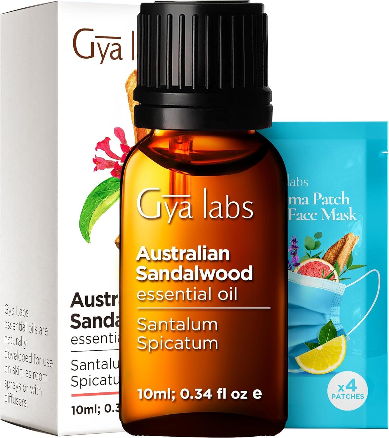 Gya Labs Sandalwood Essential Oils for Diffuser, Natural Sandalwood Oil for Hair, Skin, Massage, & Perfume -0.34 fl oz