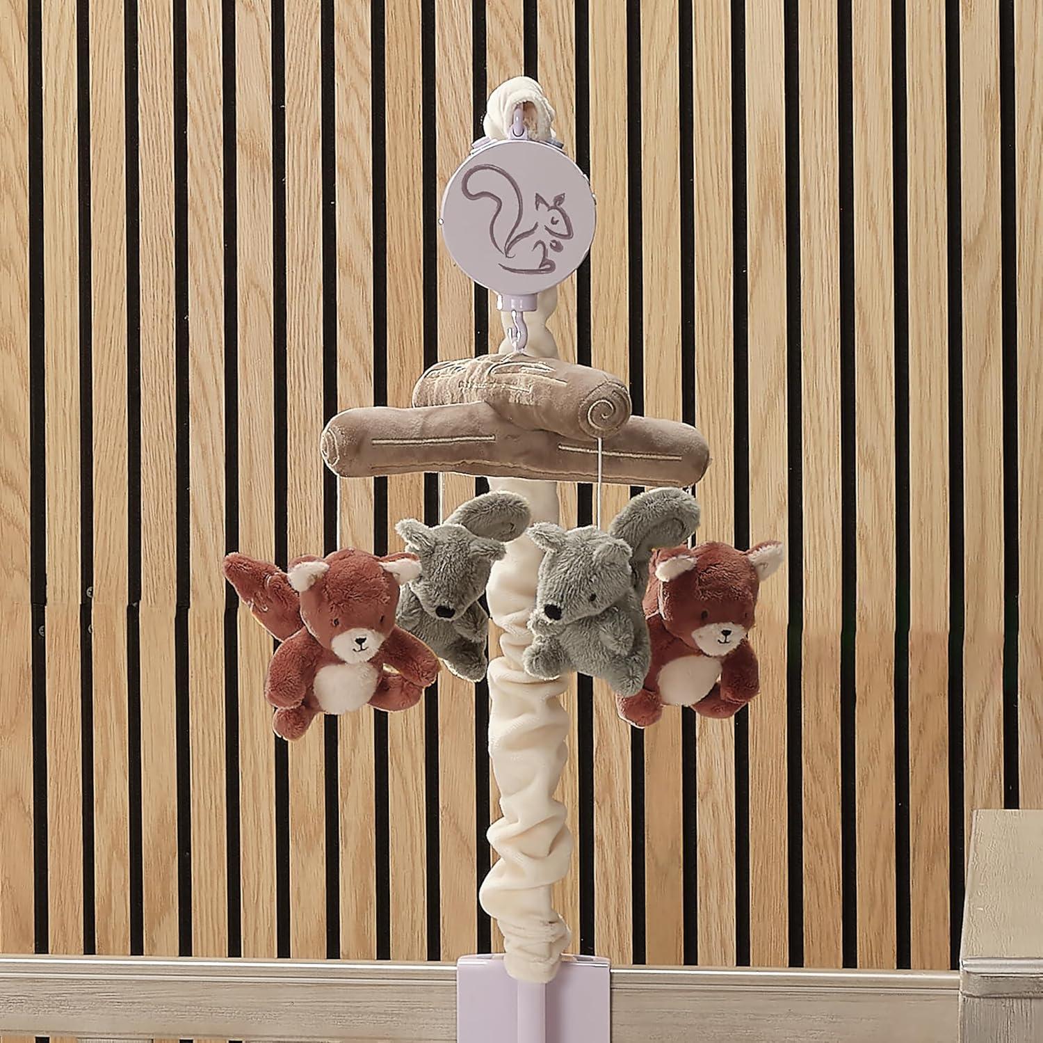 Lambs & Ivy Treetop Fox & Squirrel Woodland Musical Baby Crib Mobile Soother Toy