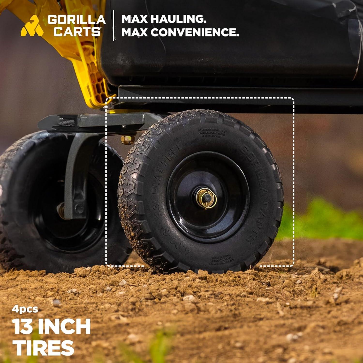 Gorilla Carts 13 Inch No Flat Replacement Tire for Utility Carts GCG-4, GCG-2140, GOR4PS, GOR400, GOR4G, GOR5, GOR800(B)-COM, GOR801, and GCG-900