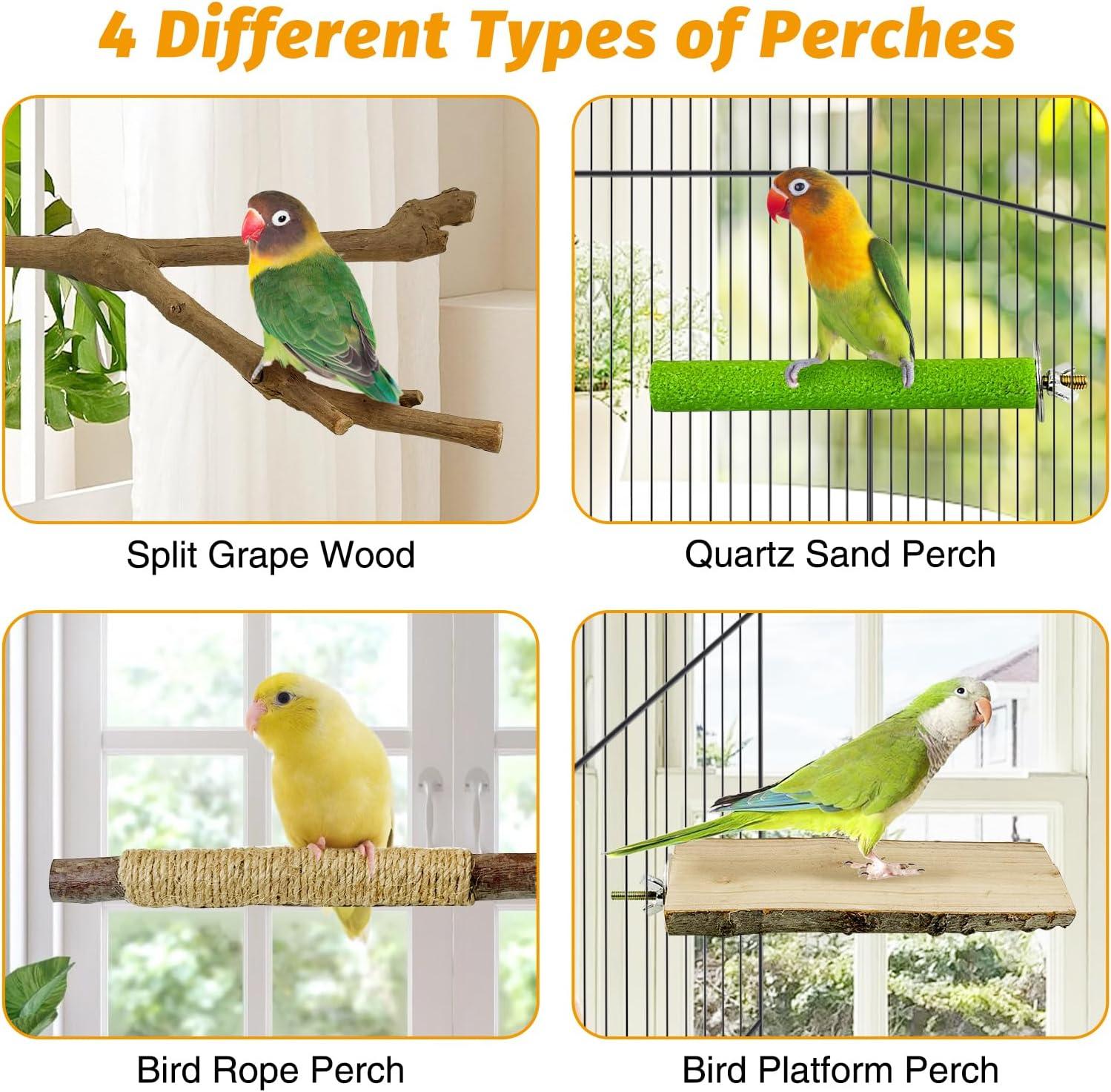 Allazone Natural Wooden Bird Perch Stand for Cage, Parrot Platform, Bird Perch Toy for Small Animals, Cockatiels, Parakeets, Finches