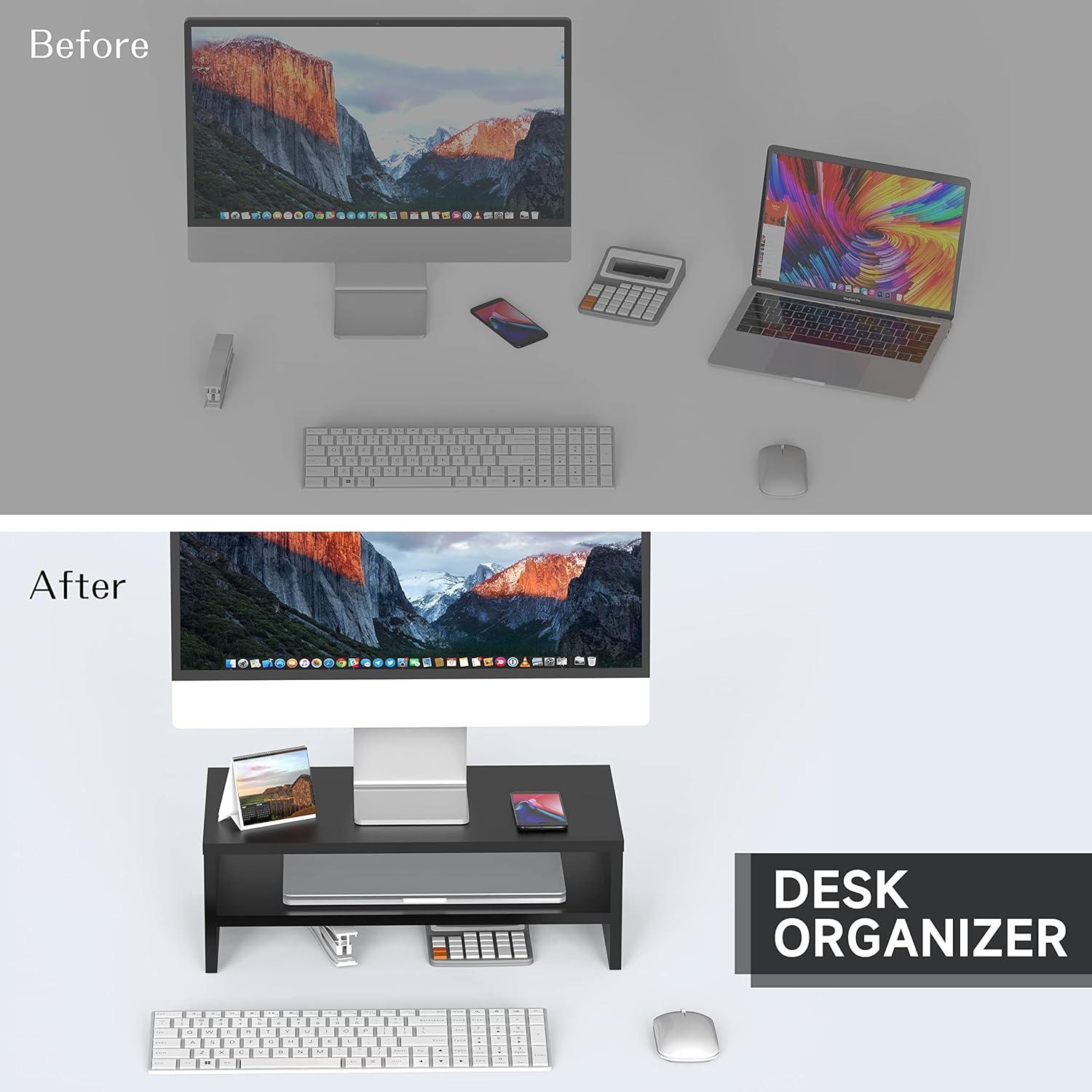 FITUEYES DT204201WB Computer Monitor Riser Desktop Stand with Storage Space 2, 528 oz