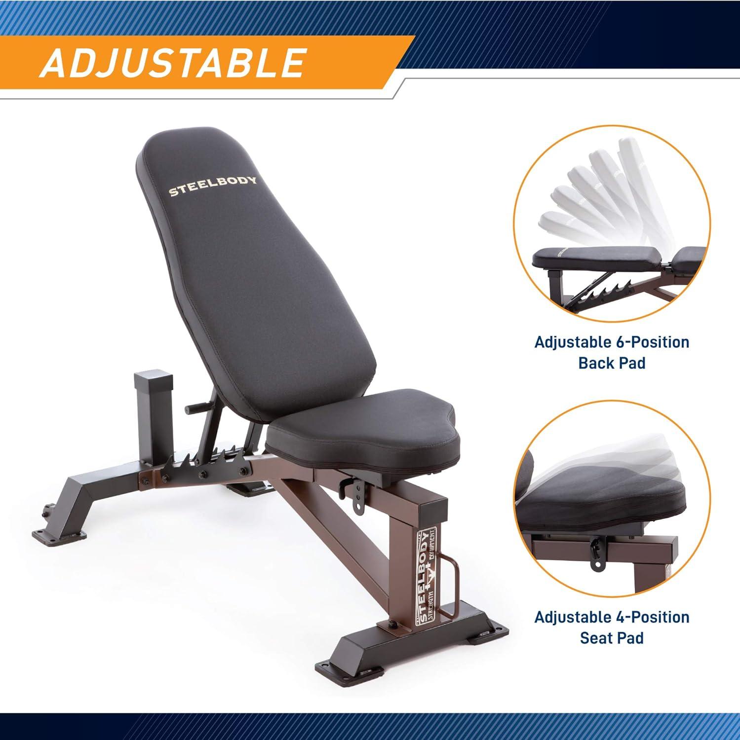 Deluxe 6-Position Black-Brown Utility Weight Bench with Vinyl Padding