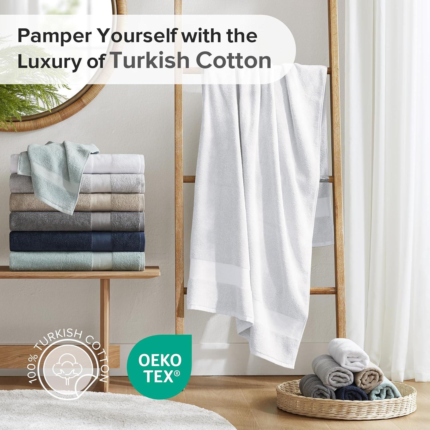 Ixir 4 Pieces Bath Towel Set for Bathroom, Turkish Towels 100% Cotton 27x54 in Extra Large Bath Towels 4-Pack, Bathroom Shower Towels, White