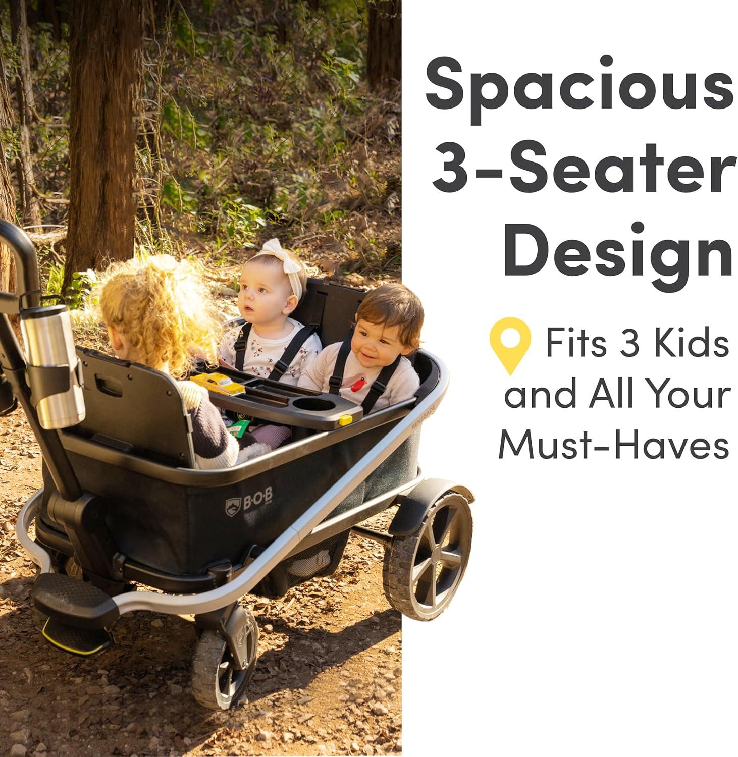 BOB Gear Renegade Foldable Stroller Wagon with Child Snack Tray and Cup Holders, Nightfall