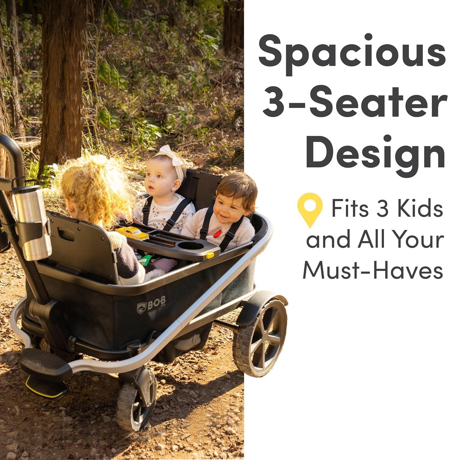 BOB Gear Renegade Foldable Stroller Wagon with Child Snack Tray and Cup Holders, Nightfall