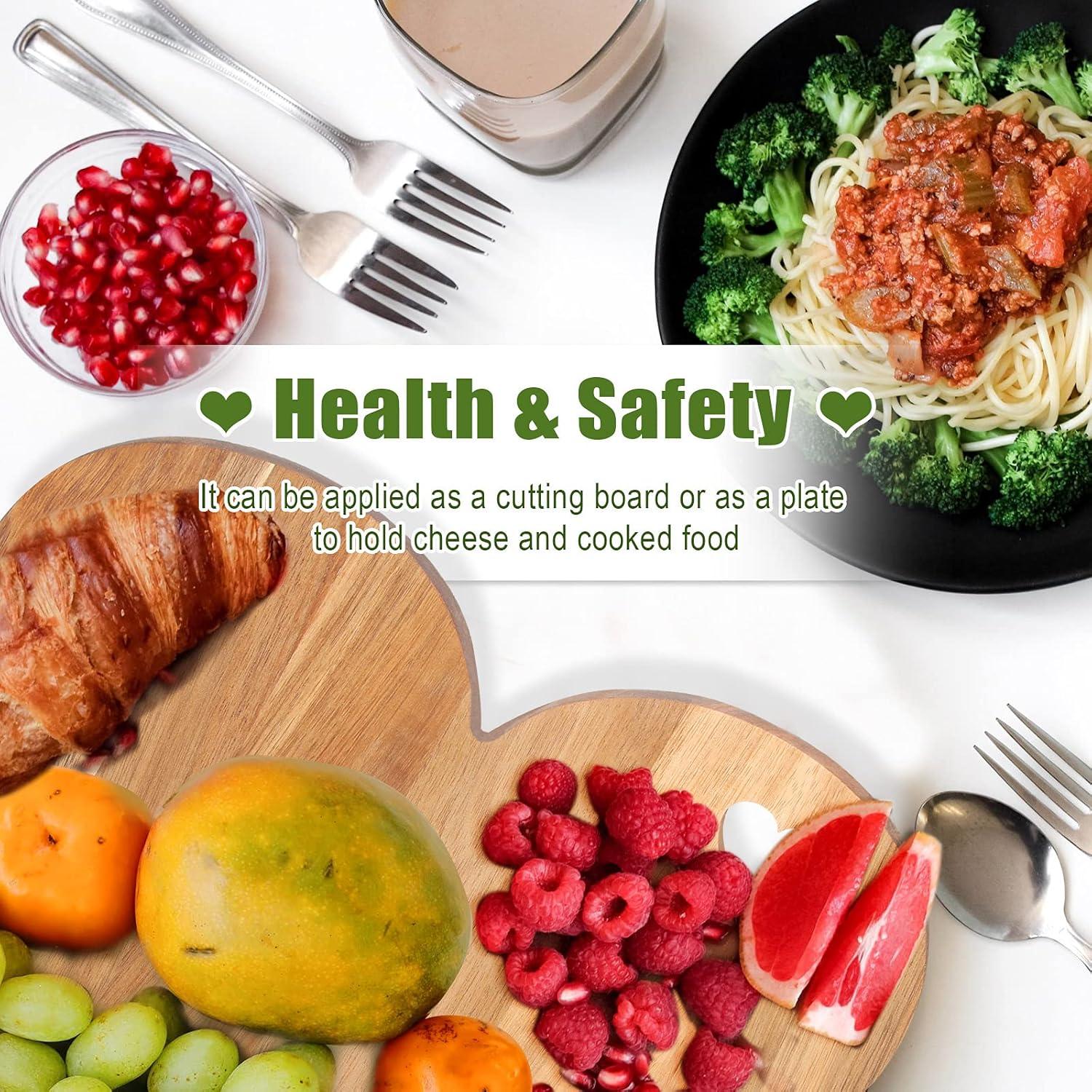 Dadiaei Valentine's Day Gifts Heart Shaped Cutting Board Acacia Wood Bread Cheese Serving Platter Serving Charcuterie Board for Meat Cheese and Vegetables(Heart Hole Style)