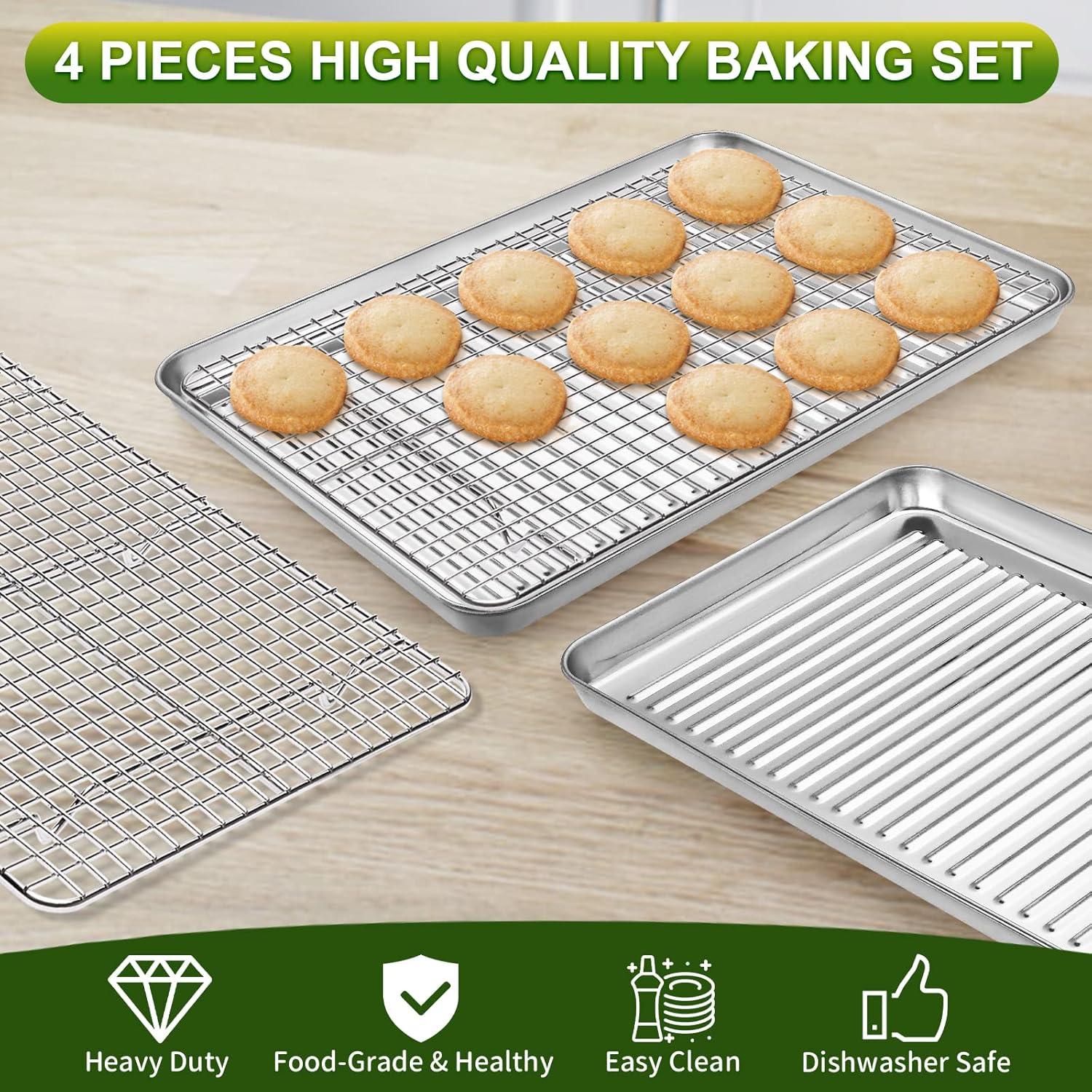 Stainless Steel Non-stick Cookie Sheet with Rack Set