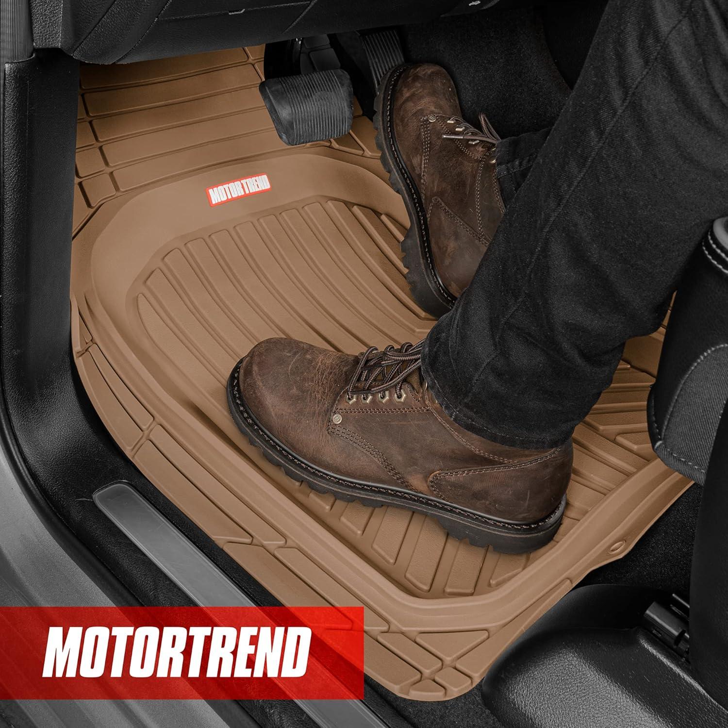 Motor Trend Deep Dish Rubber Floor Mats for Car SUV TRUCK Van, All-Climate All Weather Performance Plus Heavy Duty Liners Odorless