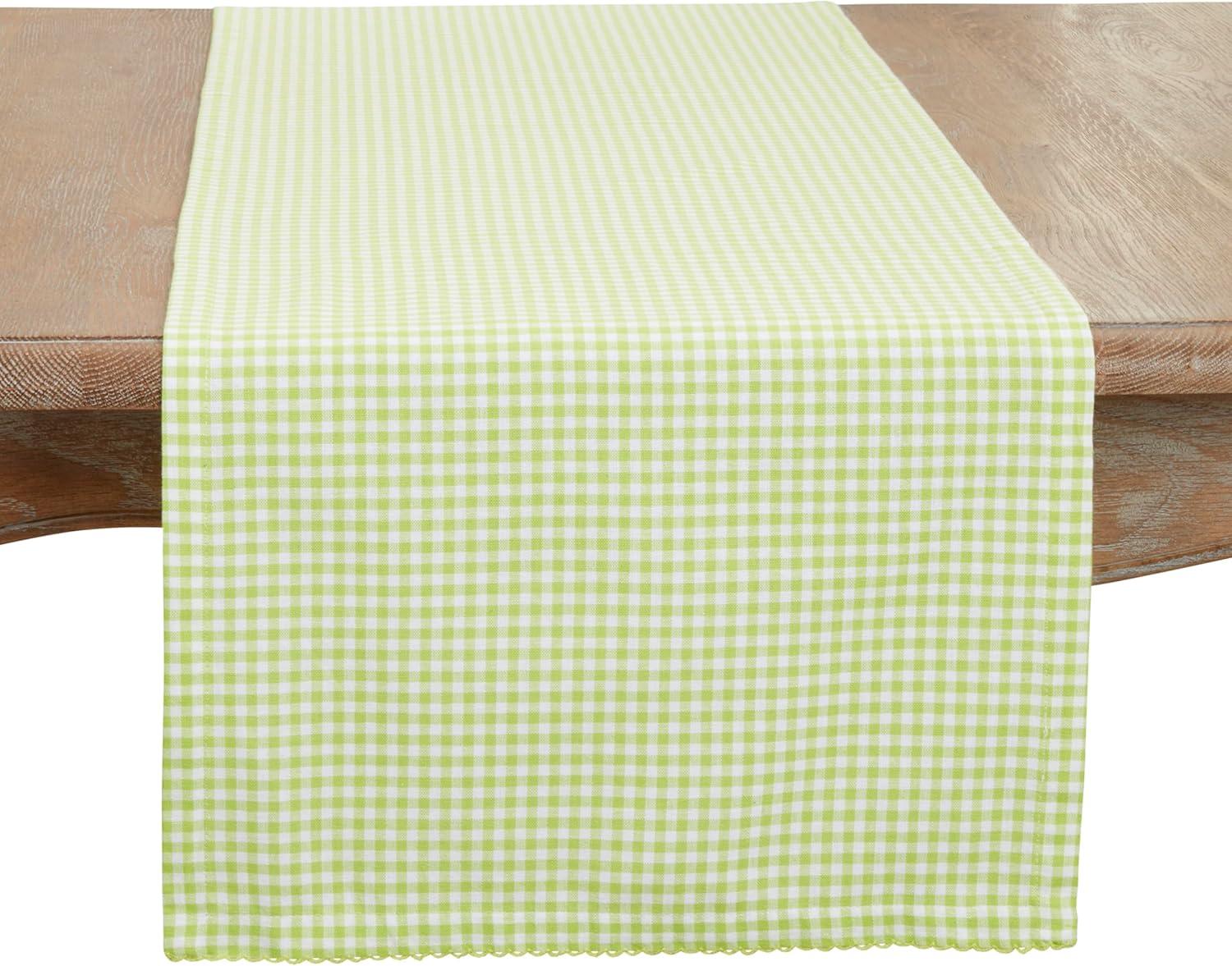 Saro Lifestyle Traditional Gingham Table Runner, Green, 16"x72"