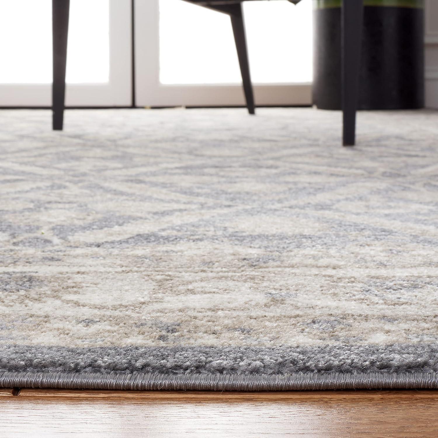 Elegant Grey and Beige Hand-Knotted Synthetic 2'2" x 8' Runner Rug