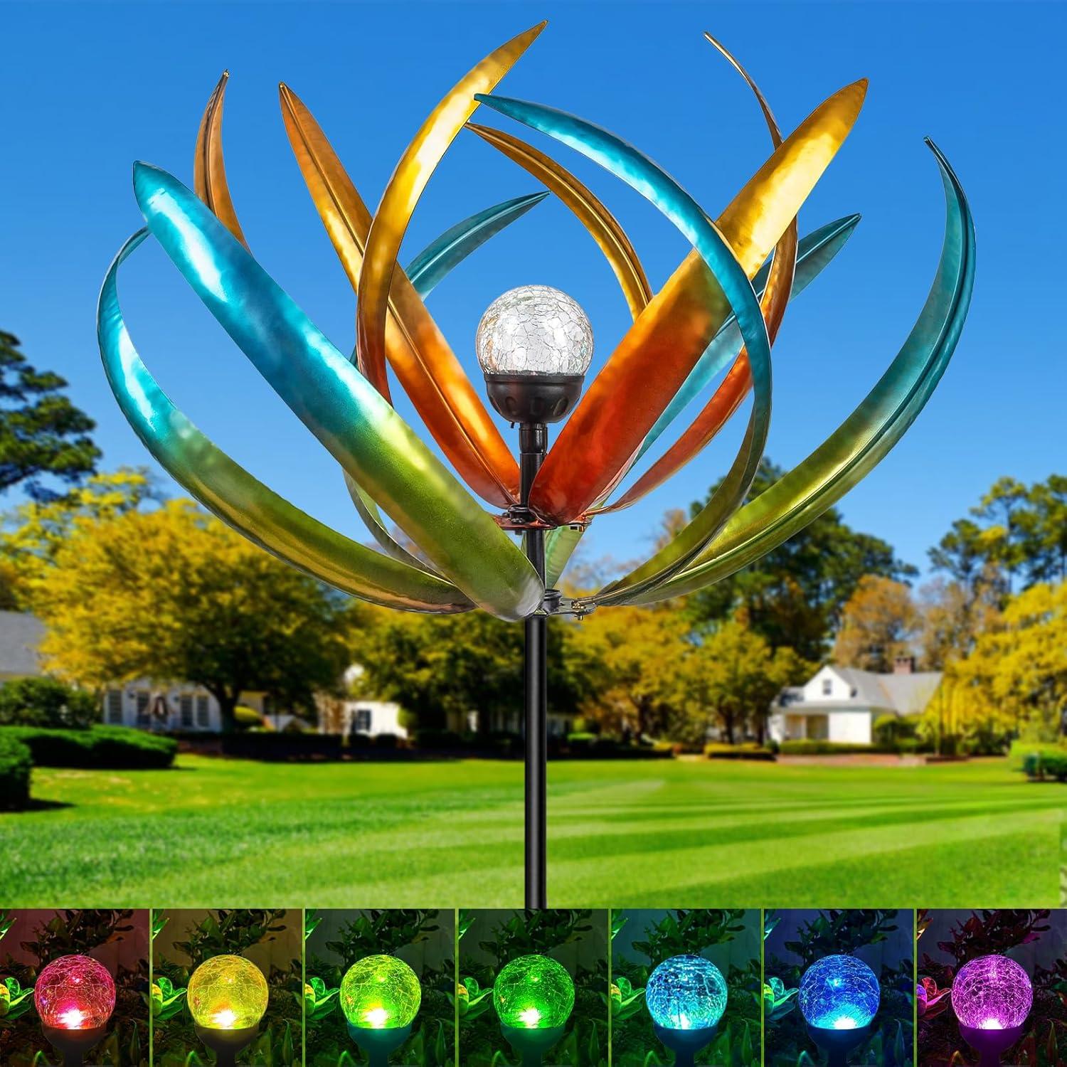 Arlmont & Co. 60.3 Inch 360° Metal Sun Wind Sculptures Outdoor Clearance Kinetic Windmills