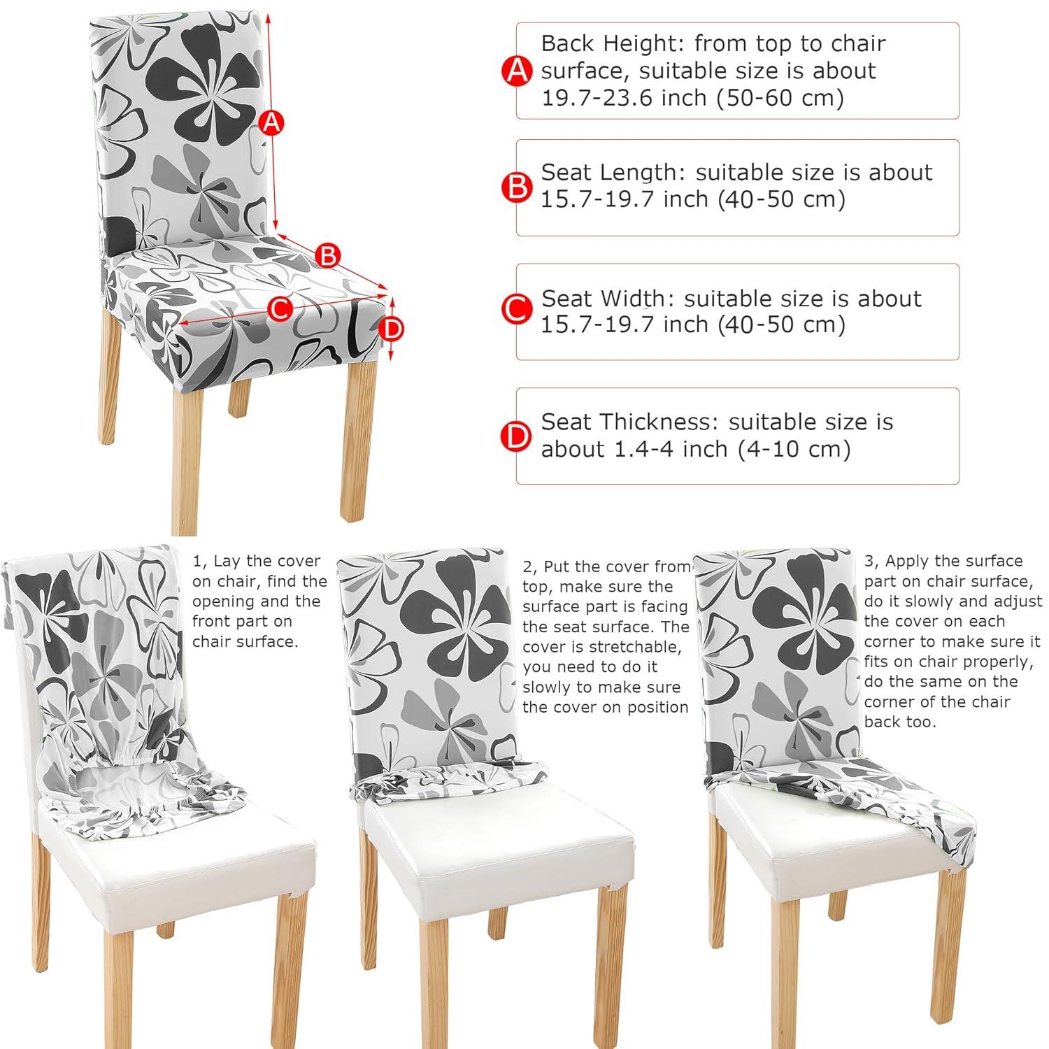 Chair Covers for Dining Room 4 Pack, Solid Stretch Dining Chair Covers, Washable Kitchen Slip Covers, Parson Chair Covers Set of 4 (Gray Lotus, 4 Pack)