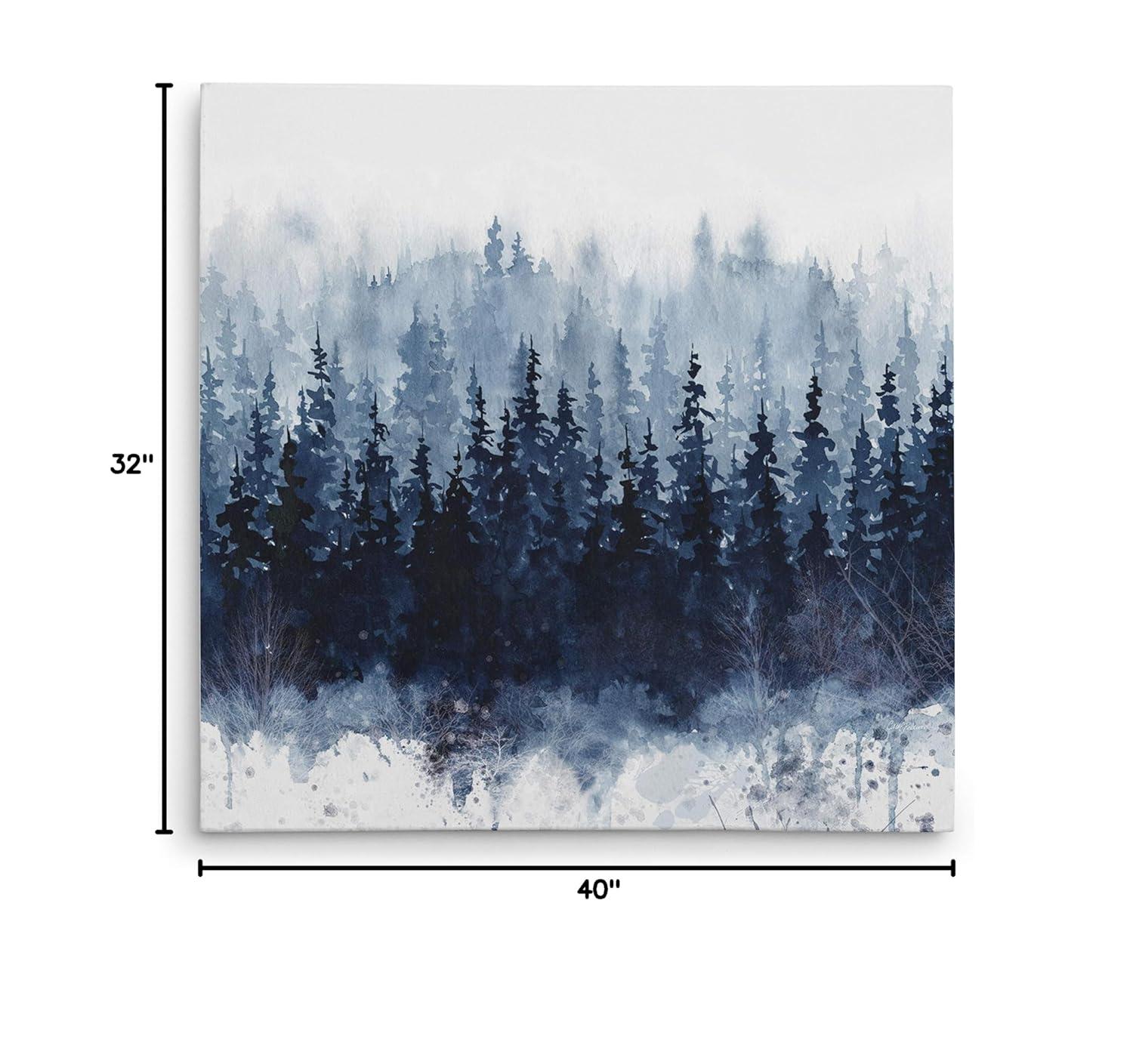 Indigo Forest Landscape Canvas Wall Art, 24x24