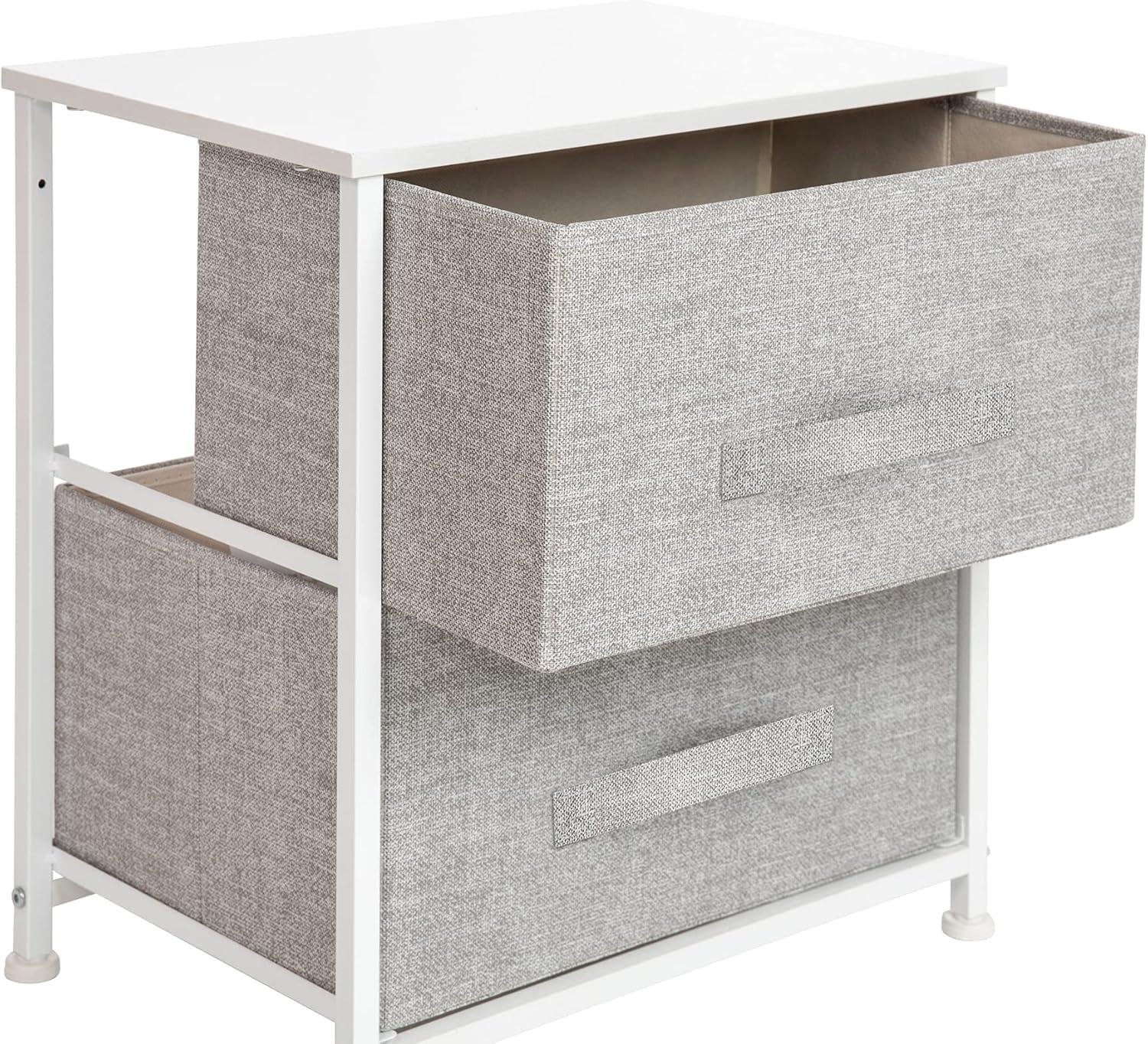 Malone 2 Drawer Storage Stand with Wood Top & Fabric Pull Drawers