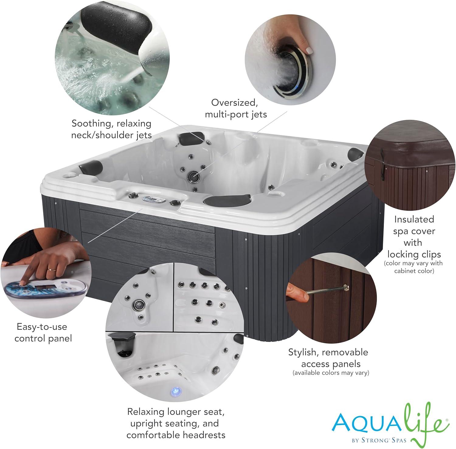 Annapolis 6-Person 50-Jet Lounger Hot Tub Spa with 2 Pumps, LED Lighting, Stainless Steel Heater and Ozonator, Insulated Cover Included