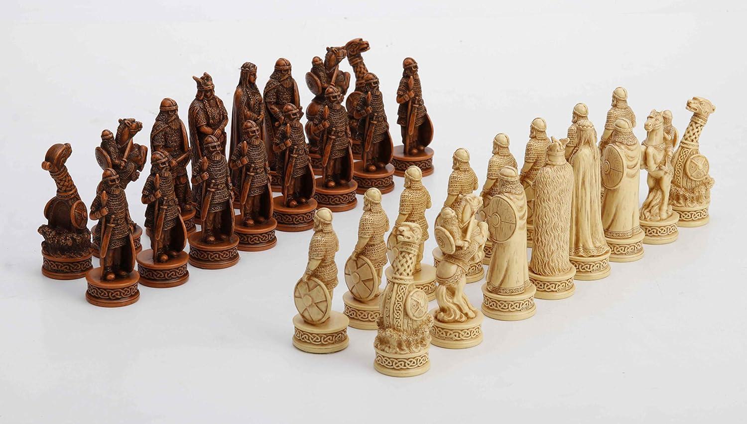 Hand-Painted Viking Chess Set with Resin Figures