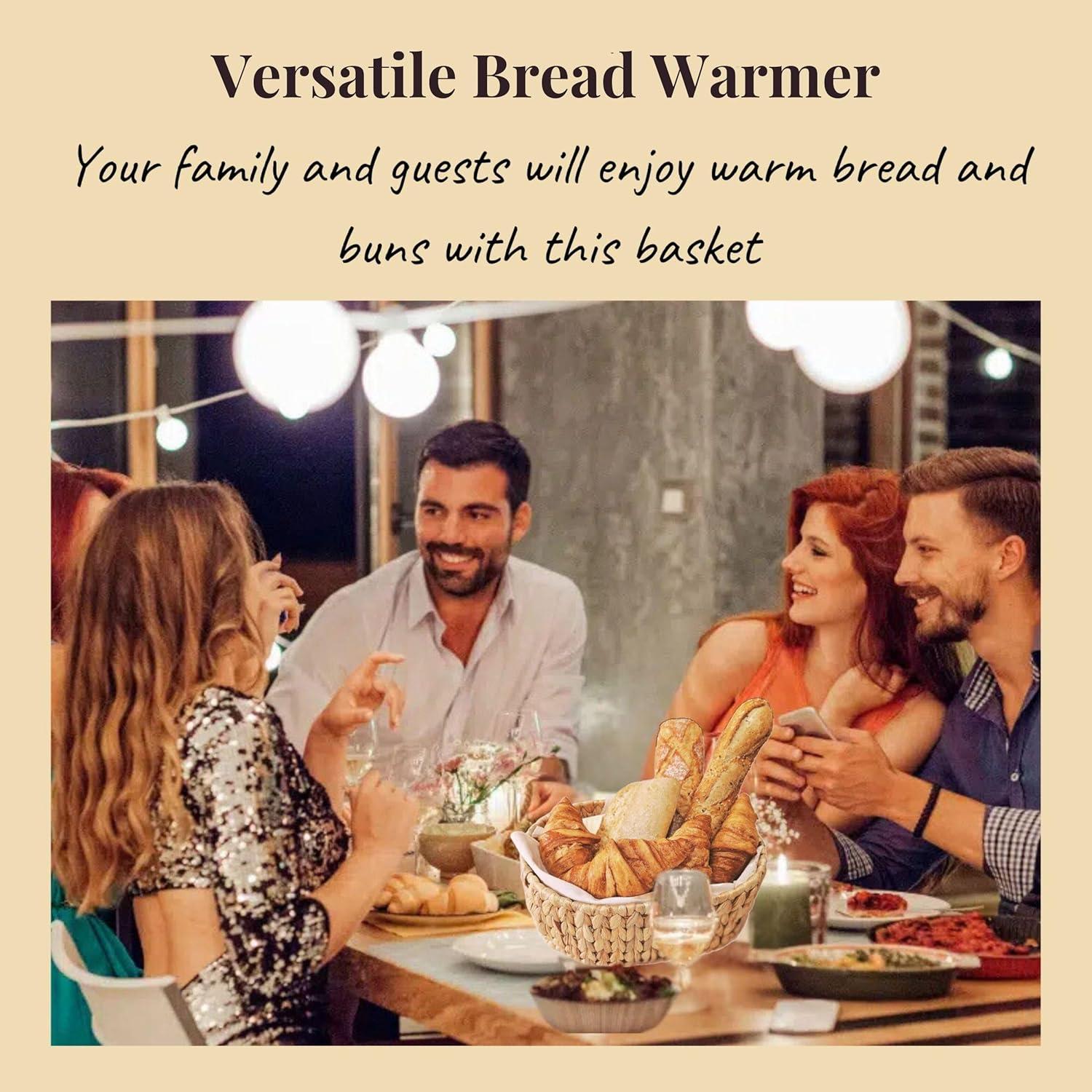 Bread Warmer Basket with Stone - Tortilla Warmer - Bread Baskets for Serving- 11.8x9x4.72 Inches - House Warming Gifts