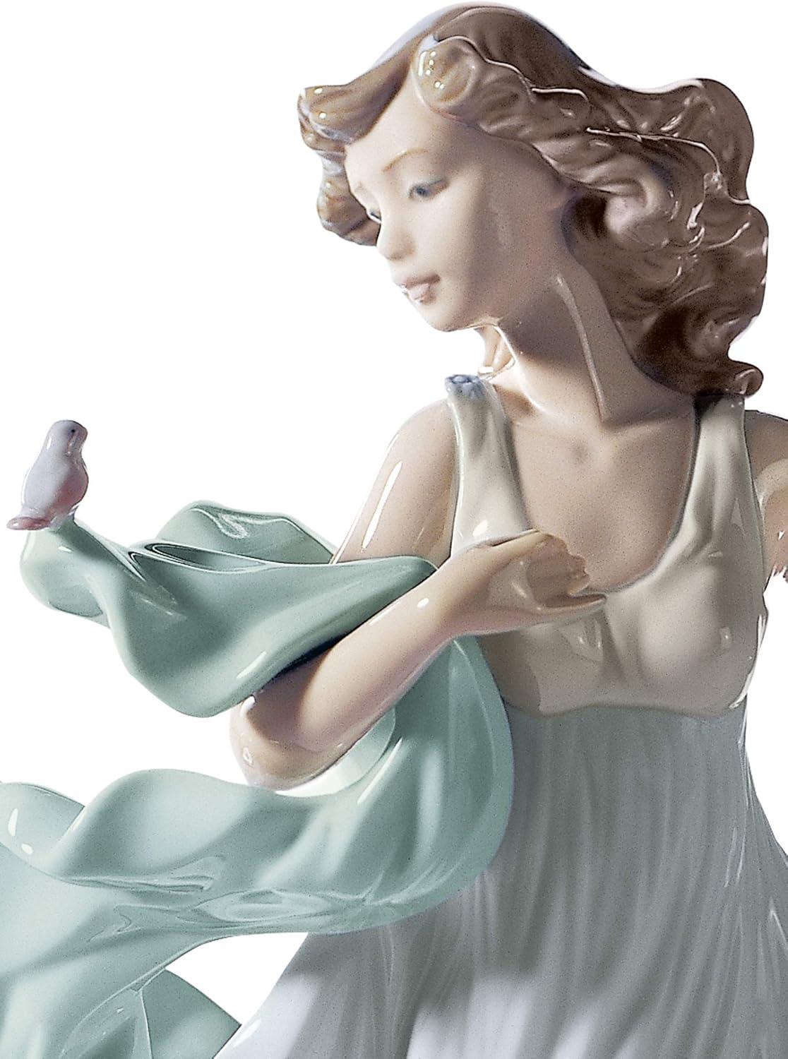 Summer Serenade Glossy Porcelain Woman Figurine