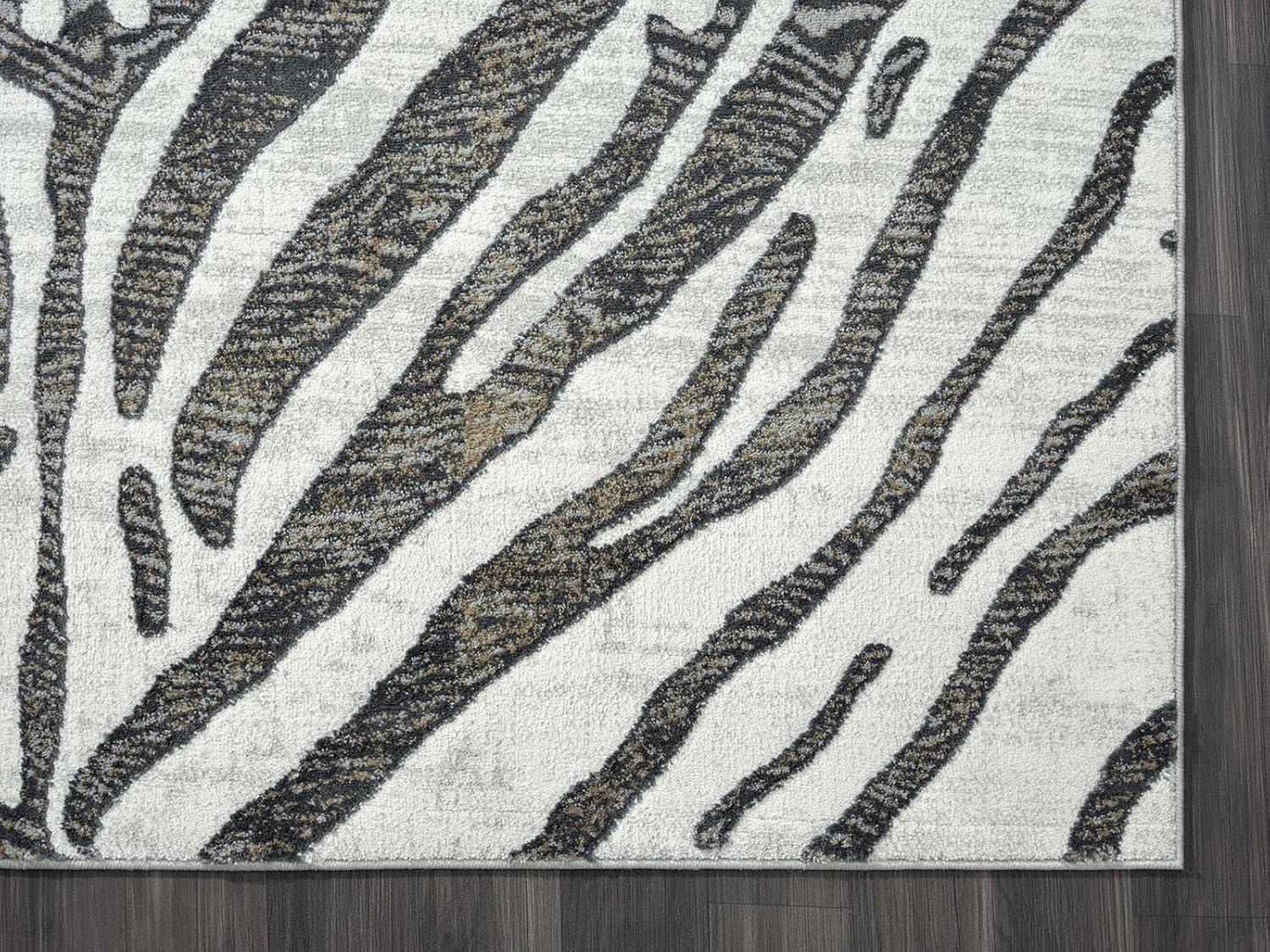 Abani Nova NOV170B Grey Brown Zebra Print Area Rug 6' x 9' - Grey