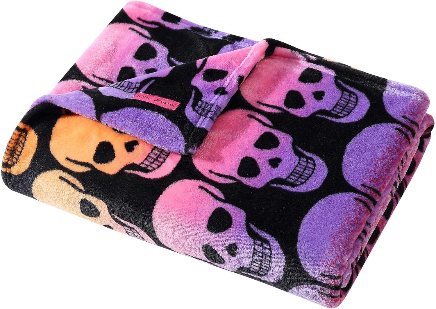 Skull Ombre Black and Multicolor Fleece Throw Blanket