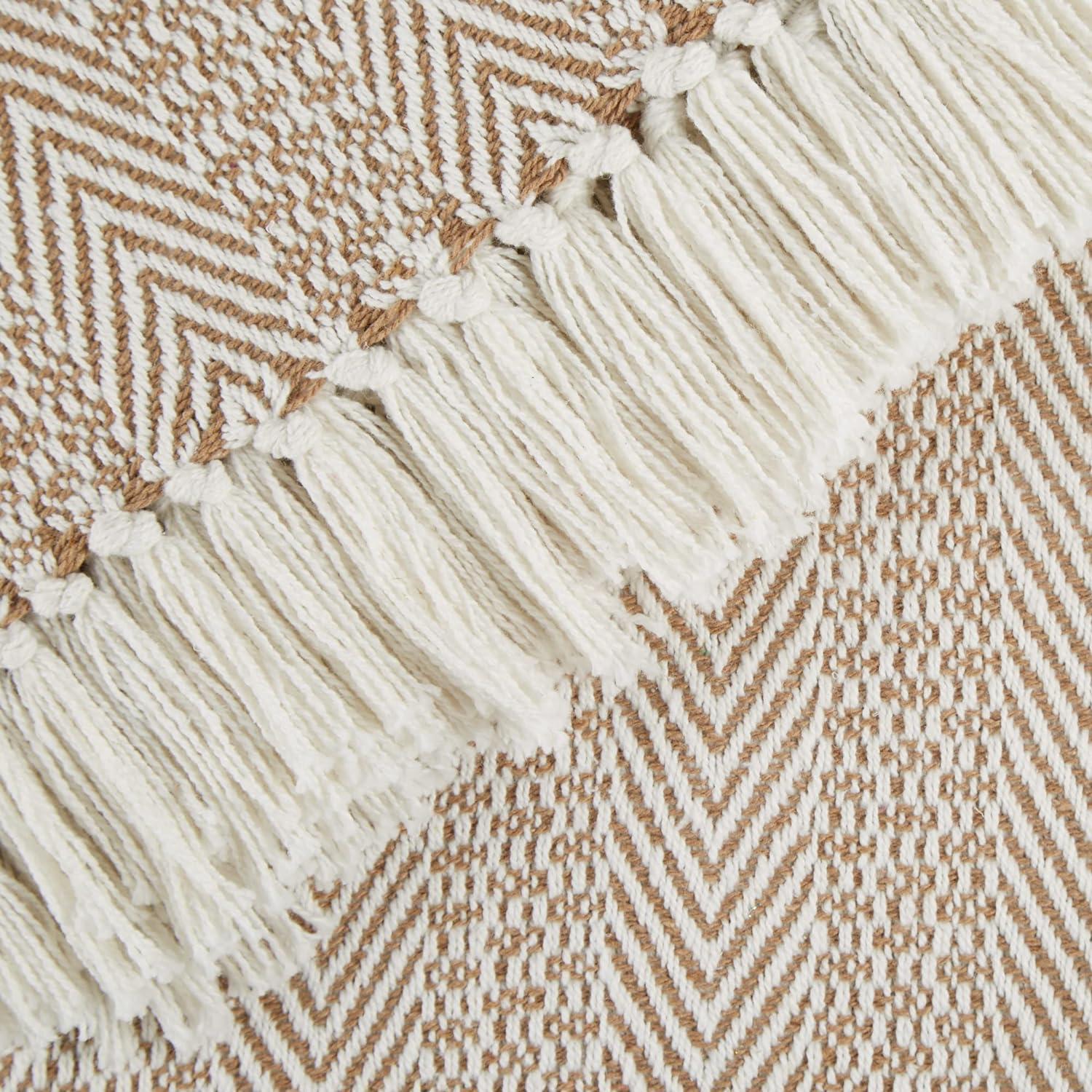 Stone Herringbone Stripe Throw