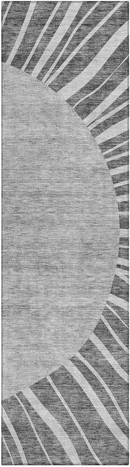 Charcoal Abstract Flat Woven Synthetic Runner Rug 2'3" x 7'6"