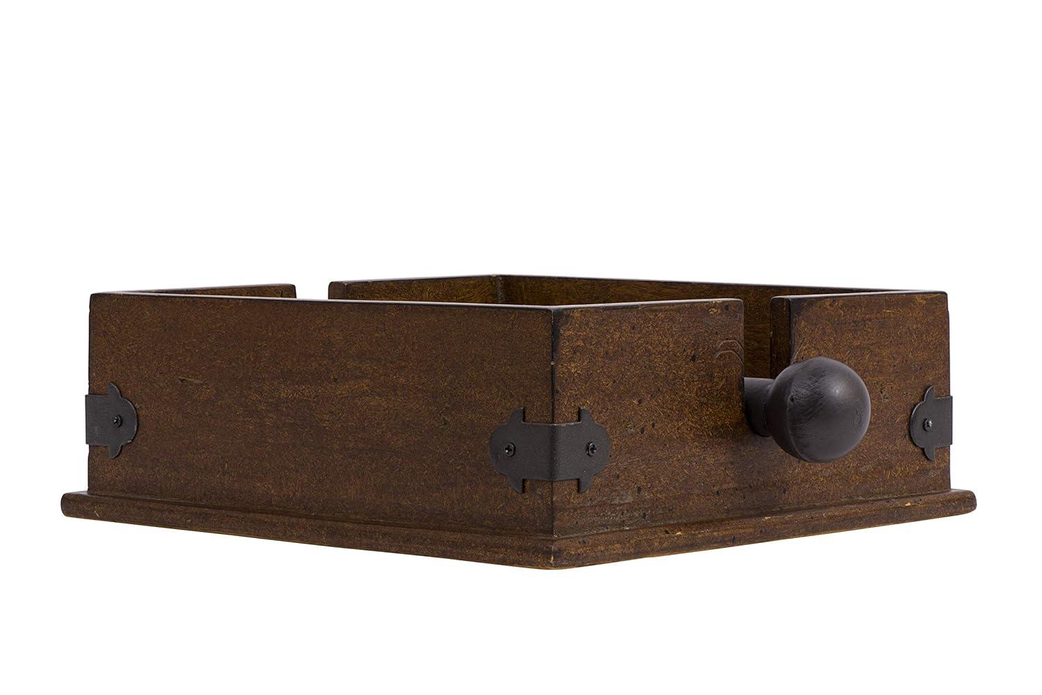 Storied Home Square Wood & Metal Dinner Napkin Holder: Freestanding, Spot Clean, Kitchen Accessory