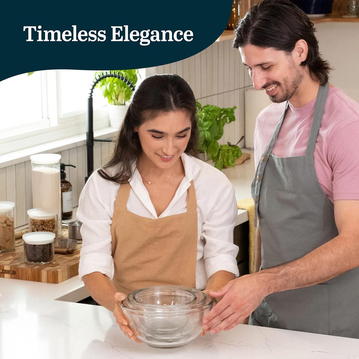 Libbey Baker's Basics 3 Piece Glass Mixing Bowl Set, Multi-Size (Set of 3)