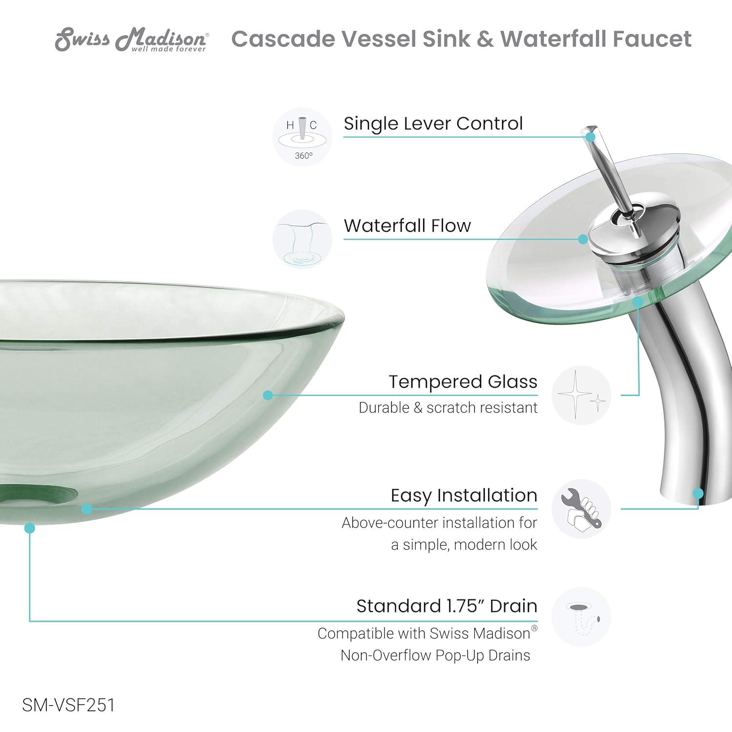 Cascade 16.5 Glass Vessel Sink with Faucet