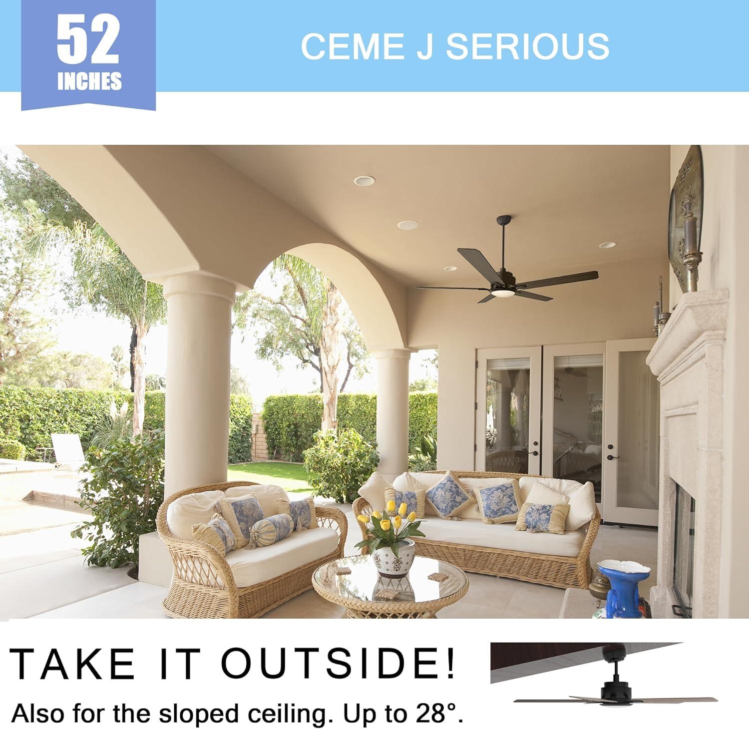 52" 5 Baldes Smart Wifi Ceiling Fan with Remote and Dimmable LED Light Dark Wood