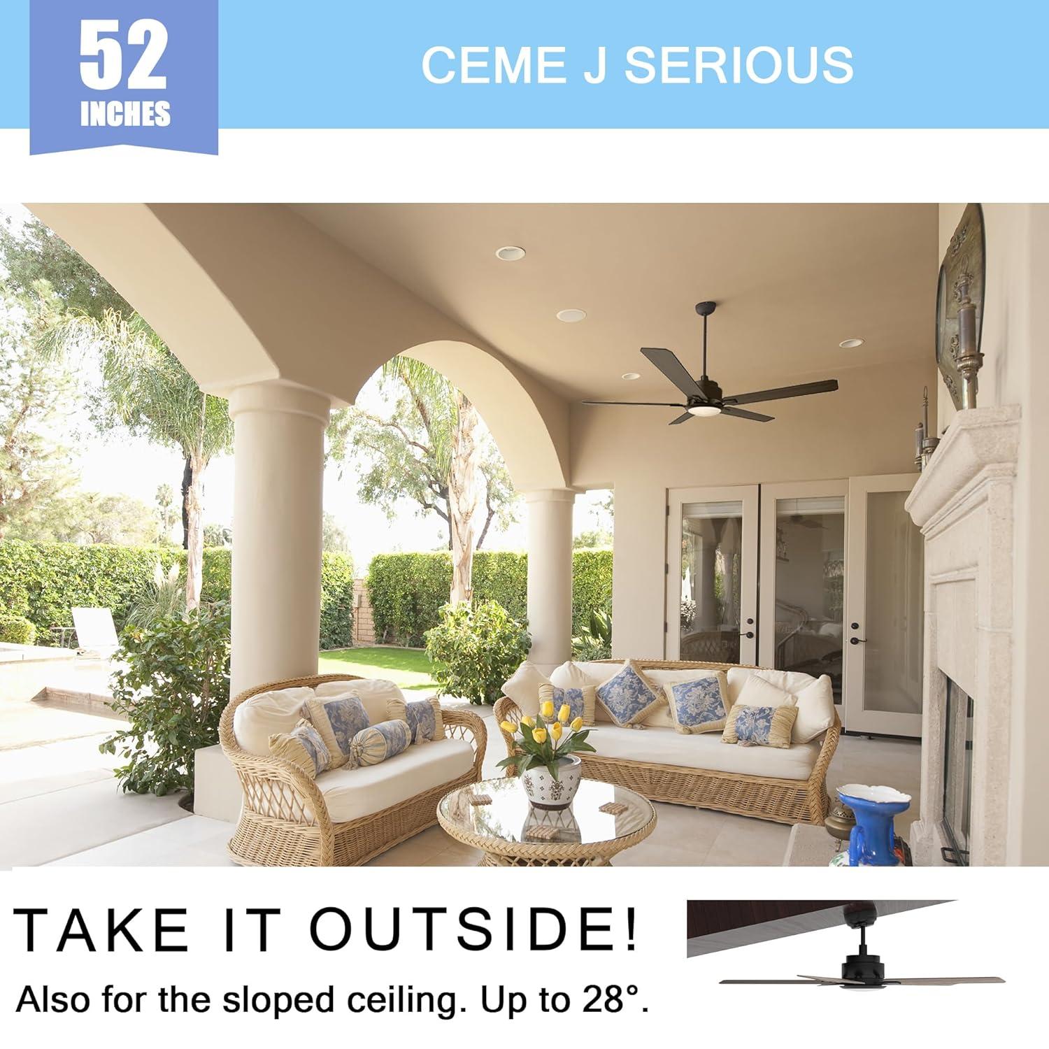 52" 5 Baldes Smart Wifi Ceiling Fan with Remote and Dimmable LED Light Dark Wood