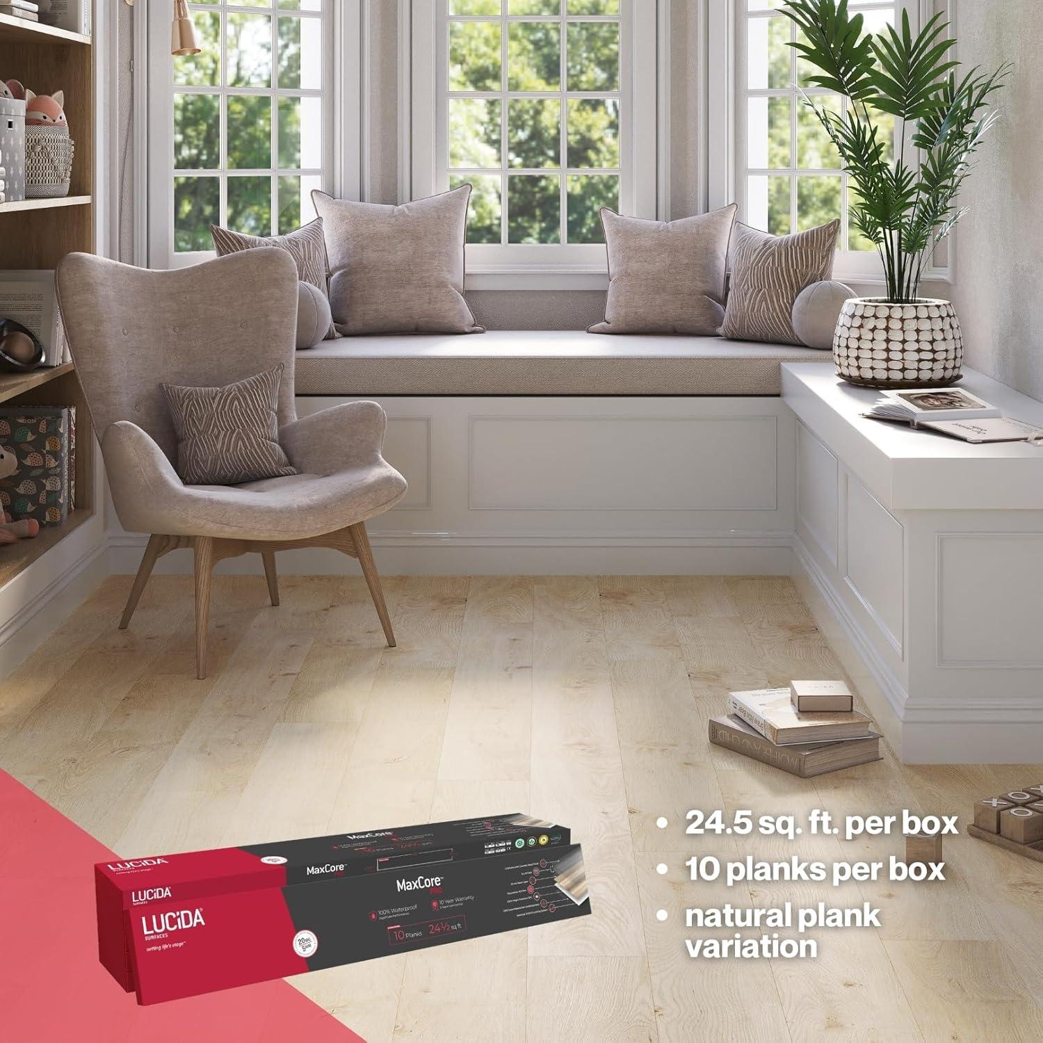 Lucida USA MaxCore Pro 20mil x 7.3" W x 48" L Click Lock Luxury Vinyl Plank Flooring