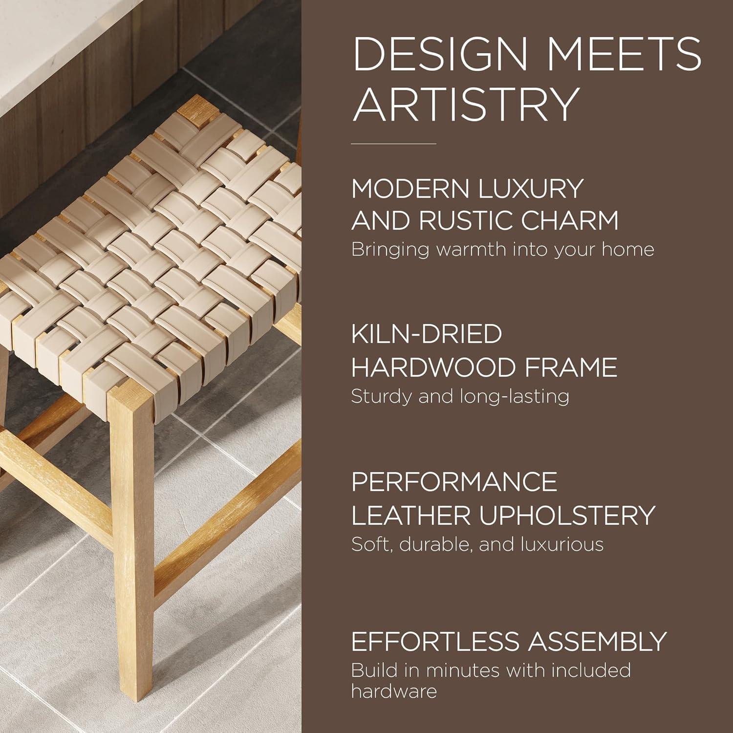 Maven Lane Maven Lane Emerson Kitchen Stool with Vegan Leather Upholstery