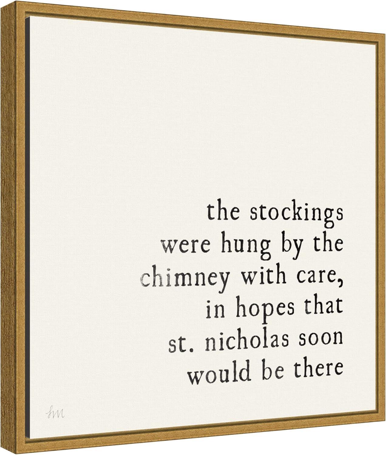 Amanti Art 16" x 16" Simple Christmas II Cream by Laura Marshall Framed Canvas Wall Art : Holiday Typography Decor, Seasonal Lithograph