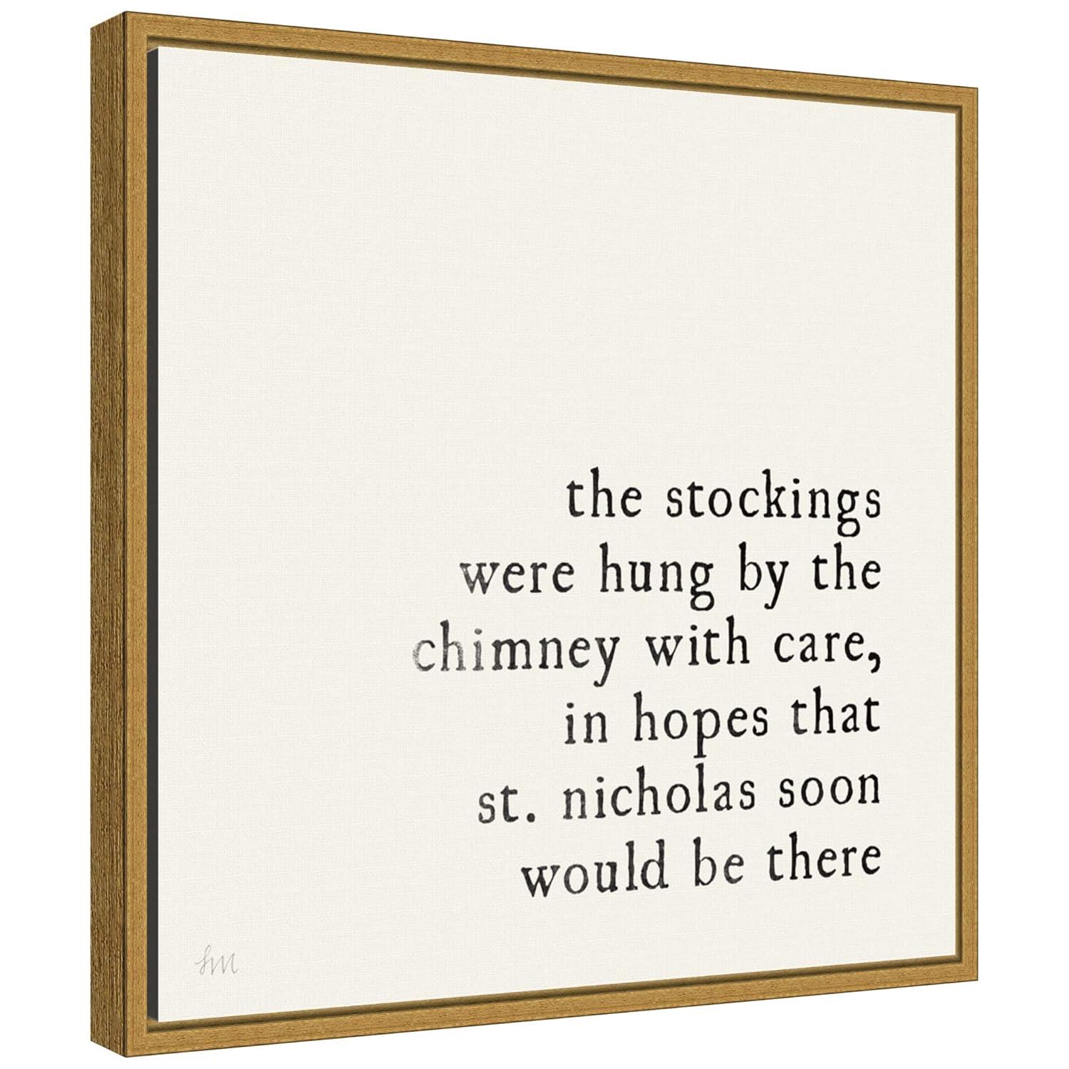 Amanti Art 16" x 16" Simple Christmas II Cream by Laura Marshall Framed Canvas Wall Art : Holiday Typography Decor, Seasonal Lithograph