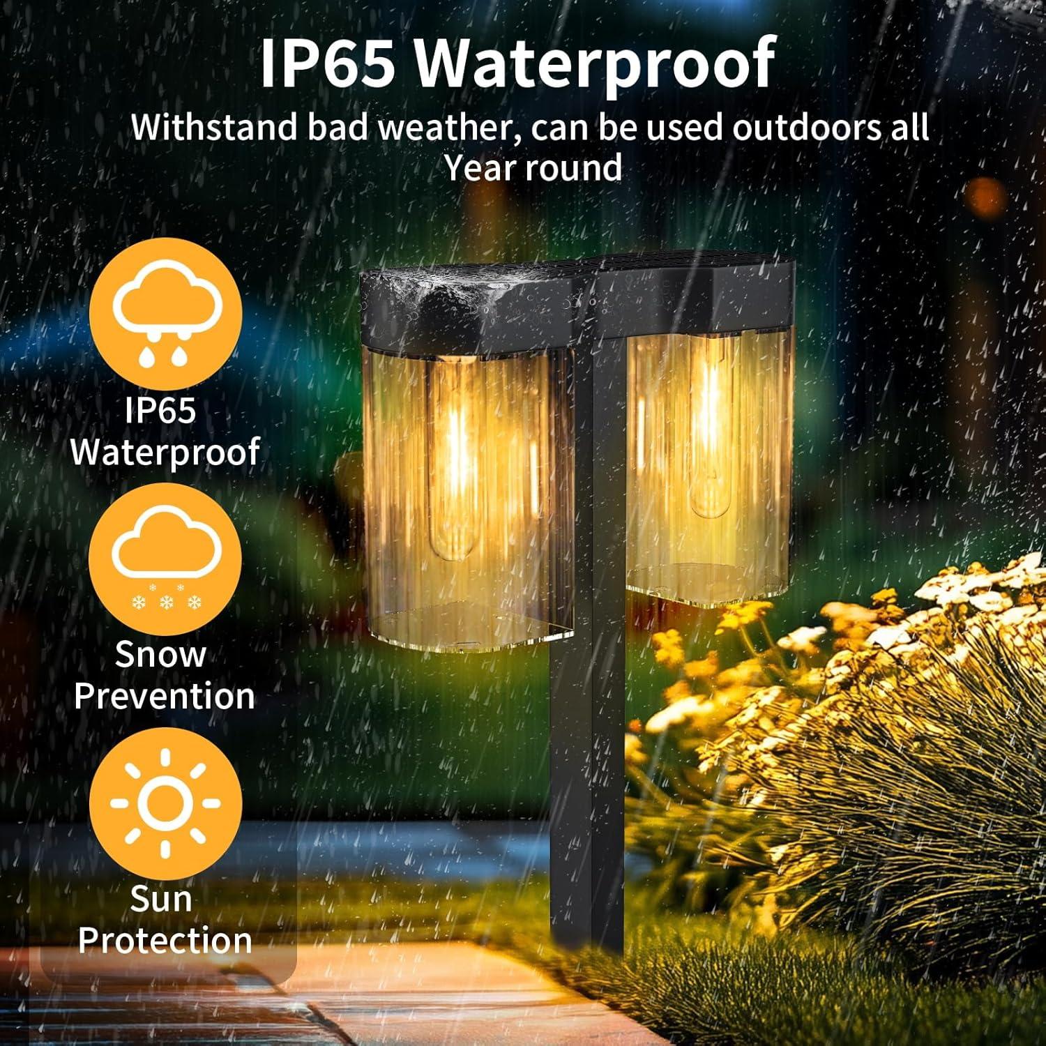ELECLINK Solar Pathway Lights Outdoor, 2 Pack Upgraded Solar Lights Outdoor Waterproof, Bright Up to 15 Hrs Auto On/Off Garden Light for Yard Patio Lawn Path Walkway Driveway Outside Decor KEF16