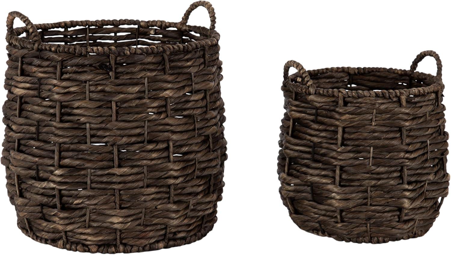 Kate and Laurel Livia Moderno Juego de Cestas Tejidas de Dos Piezas, 16 x 16 y 13 x 13, Jacinto de Agua Natural, Cestas de Mimbre Natural Transicionales para Usar Como Maceteros Tejidos O Cestas Tipo Manta para Sala de Estar
