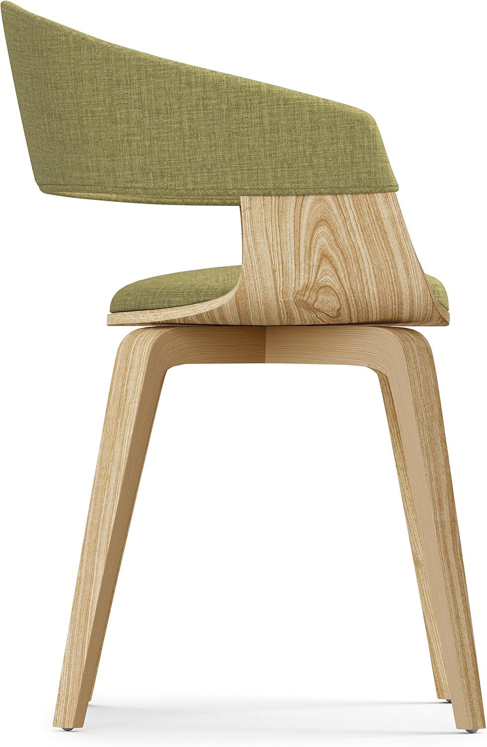 Simpli Home Lowell Bentwood Dining Chair With Light Wood In Acid Green Linen Look Fabric