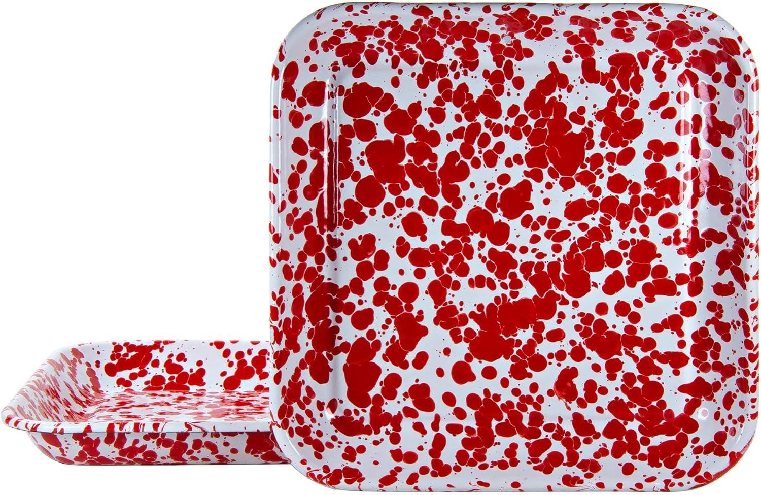 Set of 2 Red Swirl Square Trays (Set of 2)